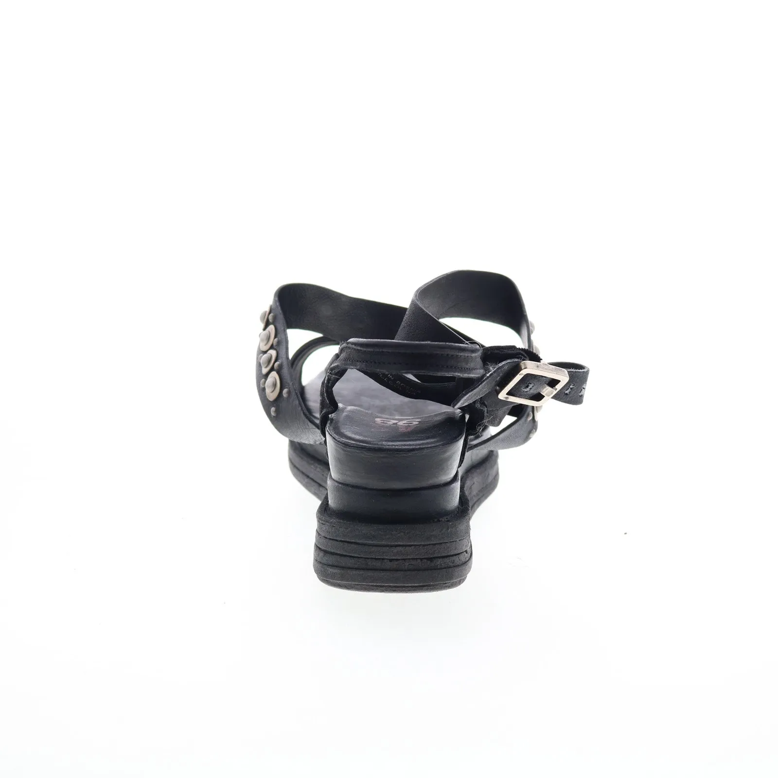 A.S. 98 Larkie Womens Black Leather Hook & Loop Platform Sandals Shoes