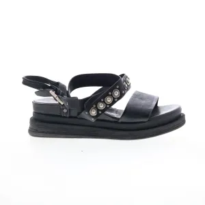 A.S. 98 Larkie Womens Black Leather Hook & Loop Platform Sandals Shoes