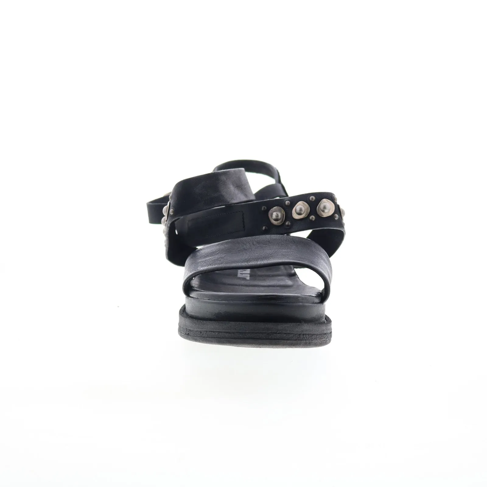 A.S. 98 Larkie Womens Black Leather Hook & Loop Platform Sandals Shoes