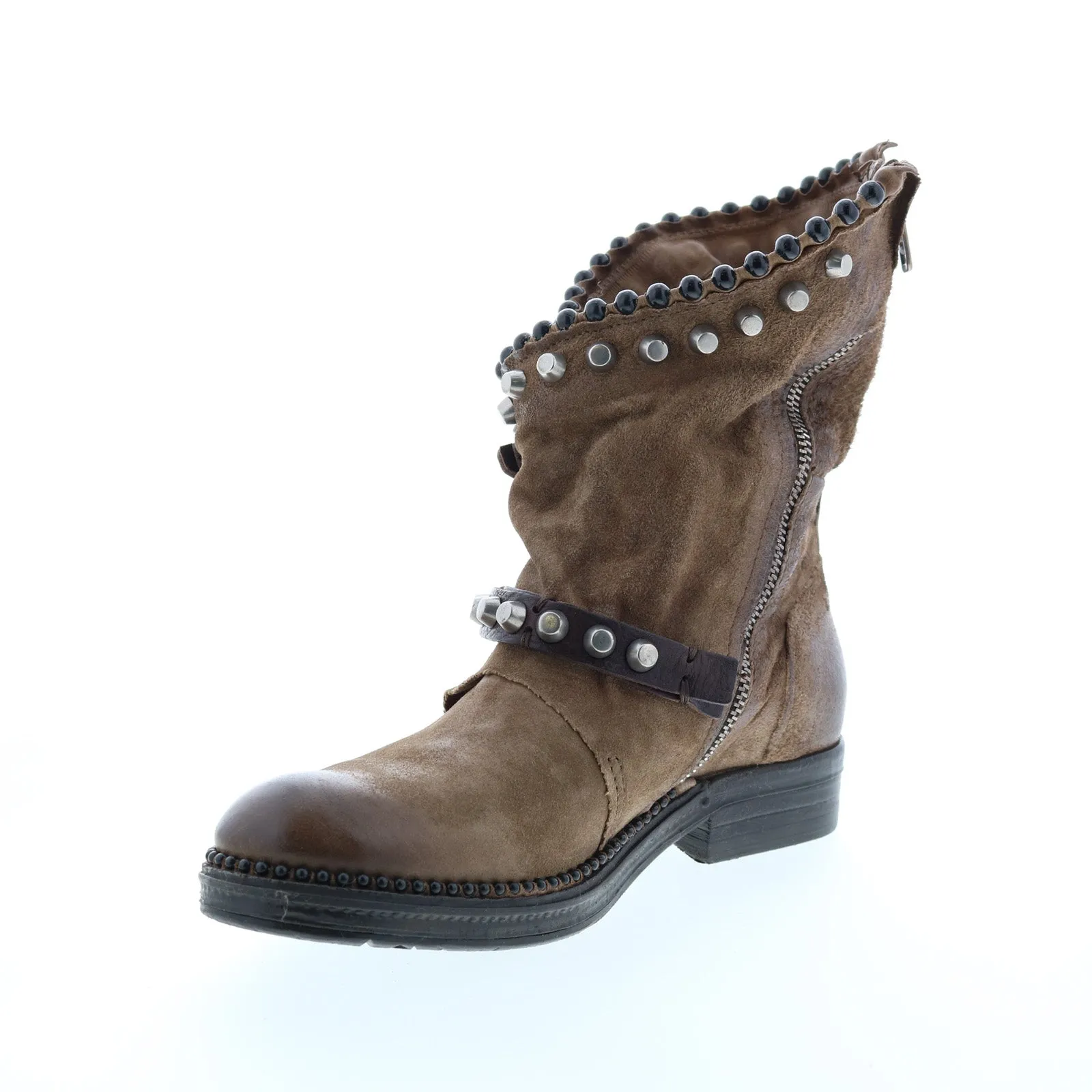 A.S. 98 Vianne 250202-201 Womens Brown Leather Hook & Loop Mid Calf Boots
