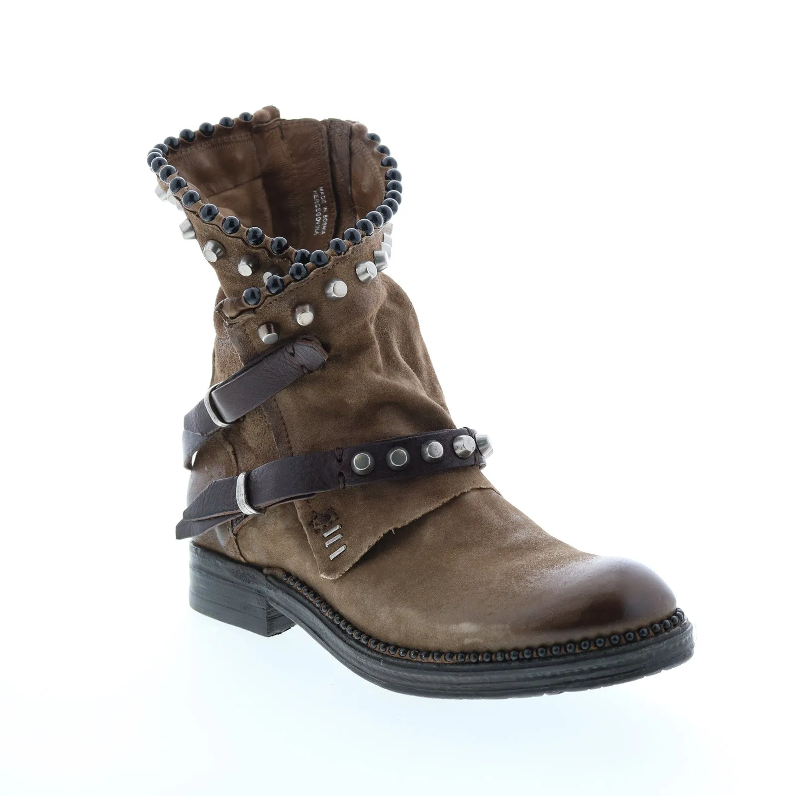 A.S. 98 Vianne 250202-201 Womens Brown Leather Hook & Loop Mid Calf Boots