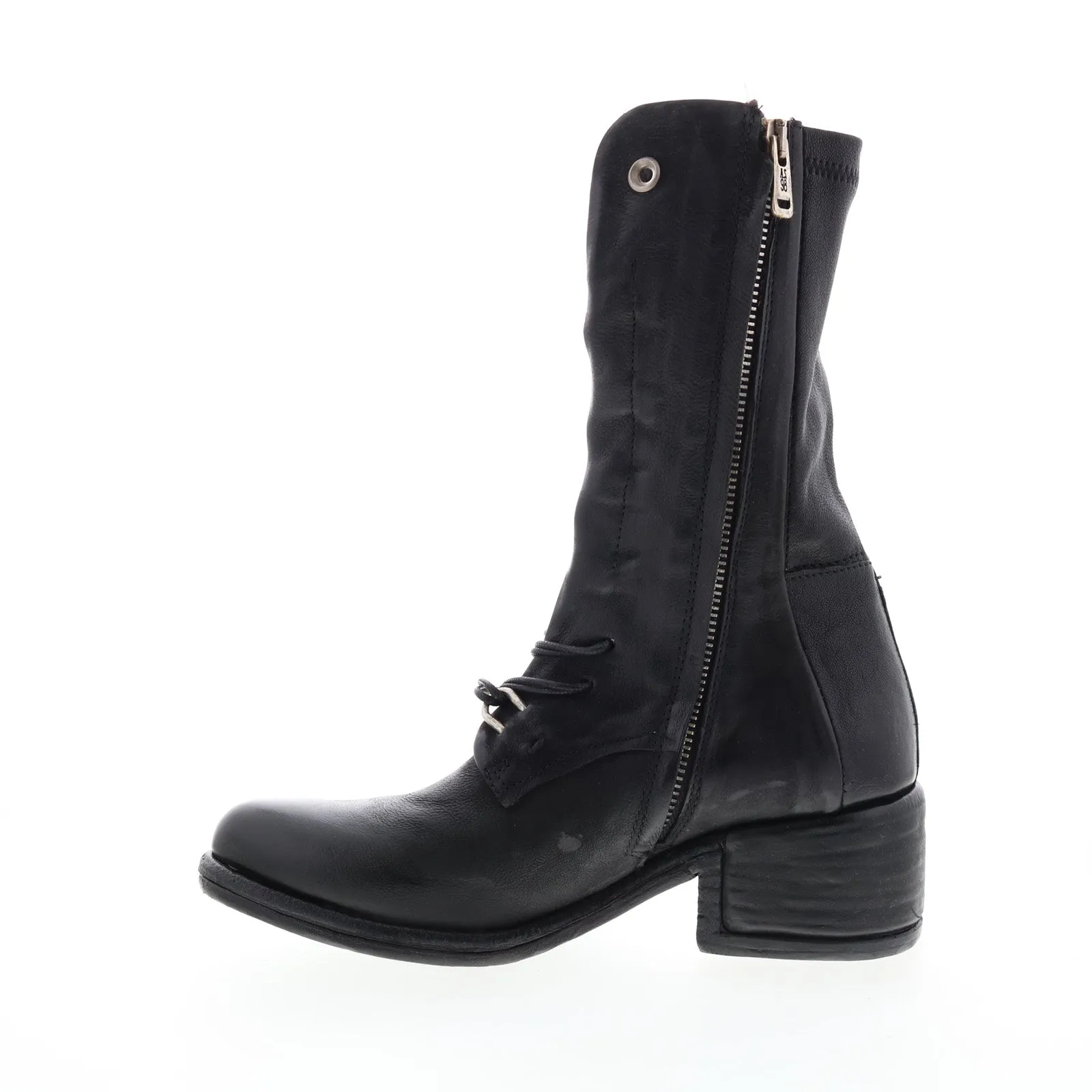 A.S.98 Opie 548213-201 Womens Black Leather Lace Up Casual Dress Boots