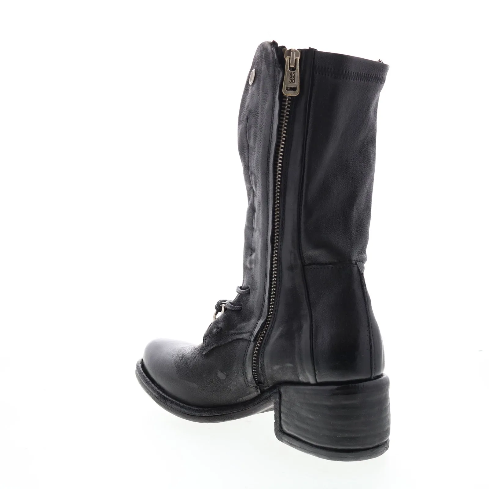 A.S.98 Opie 548213-201 Womens Black Leather Lace Up Casual Dress Boots