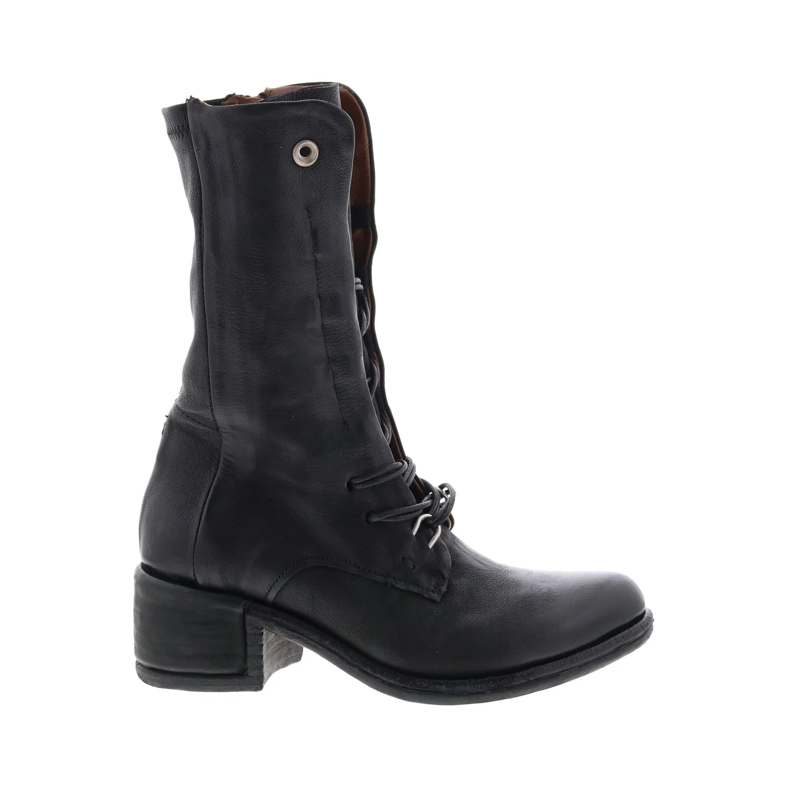 A.S.98 Opie 548213-201 Womens Black Leather Lace Up Casual Dress Boots