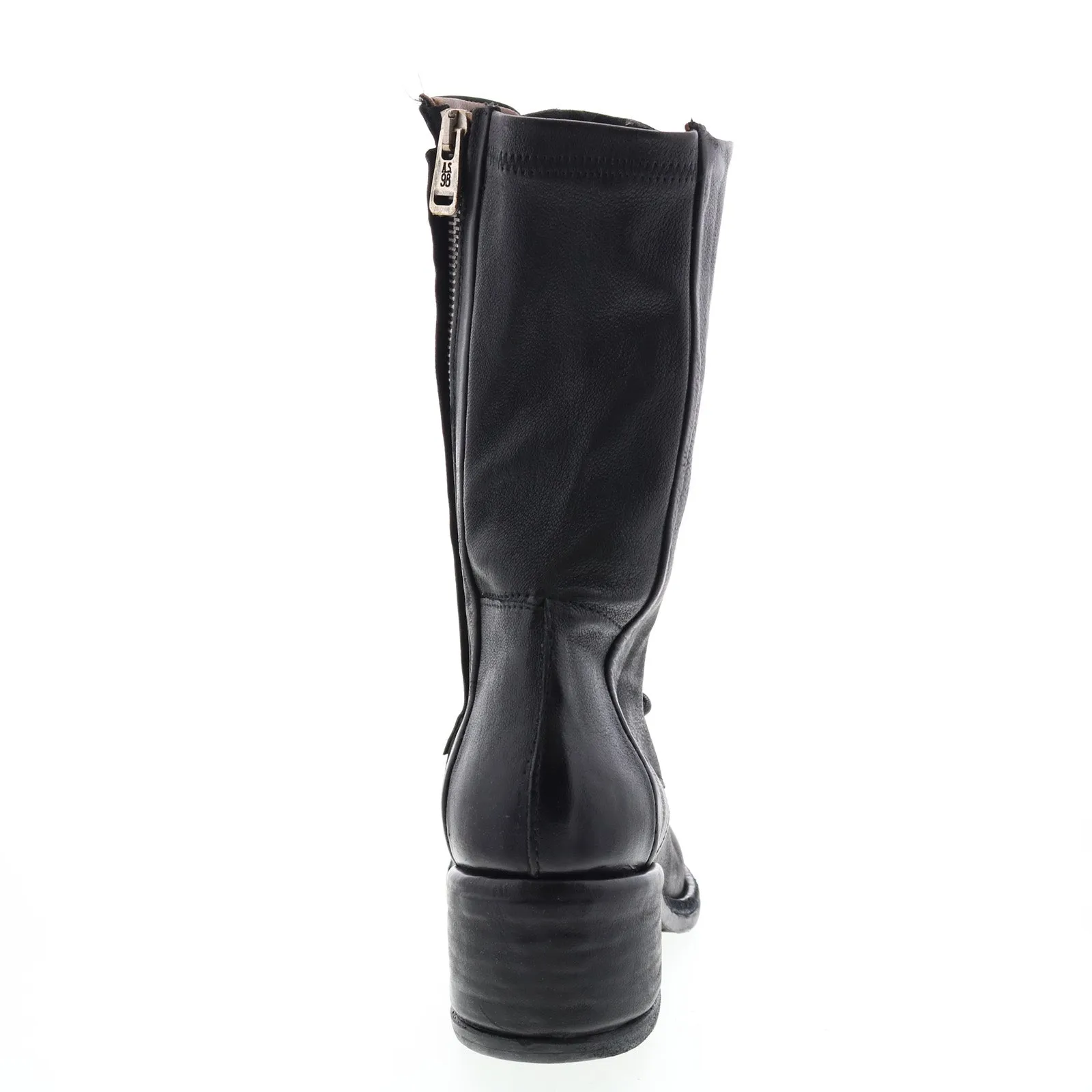 A.S.98 Opie 548213-201 Womens Black Leather Lace Up Casual Dress Boots