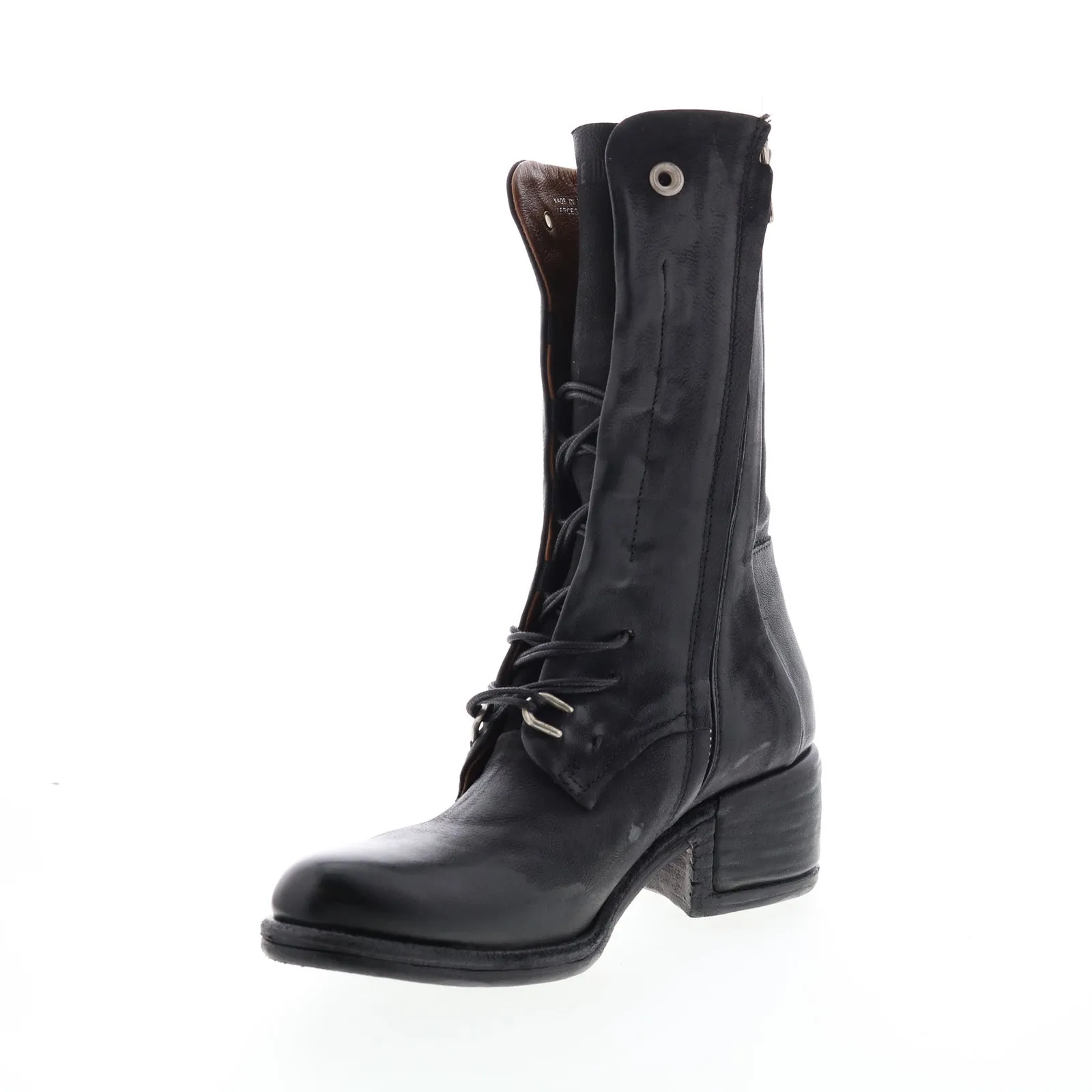 A.S.98 Opie 548213-201 Womens Black Leather Lace Up Casual Dress Boots