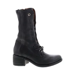 A.S.98 Opie 548213-201 Womens Black Leather Lace Up Casual Dress Boots