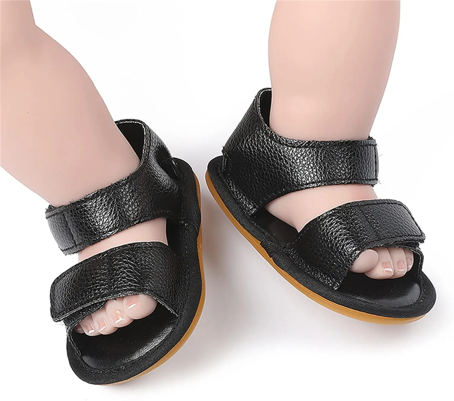 Baby Boys Girls Sandals Rubber Sole Outdoor First Walker Toddler Girls Boys PU Leather Double Buckle Shoes