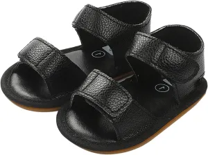 Baby Boys Girls Sandals Rubber Sole Outdoor First Walker Toddler Girls Boys PU Leather Double Buckle Shoes