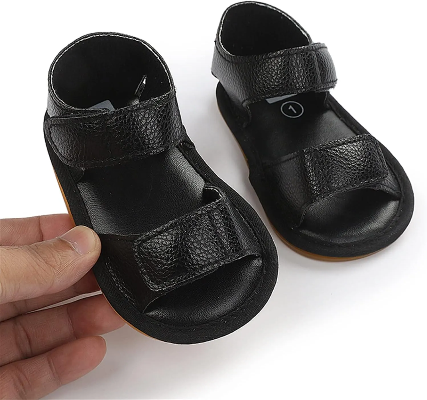 Baby Boys Girls Sandals Rubber Sole Outdoor First Walker Toddler Girls Boys PU Leather Double Buckle Shoes