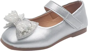 Baby Girl Shoes,Summer Autumn Fashion Girls Casual Shoes Bow Pearls Flat Bottom Dress Shoes Hook Loop Kawaii Shoes