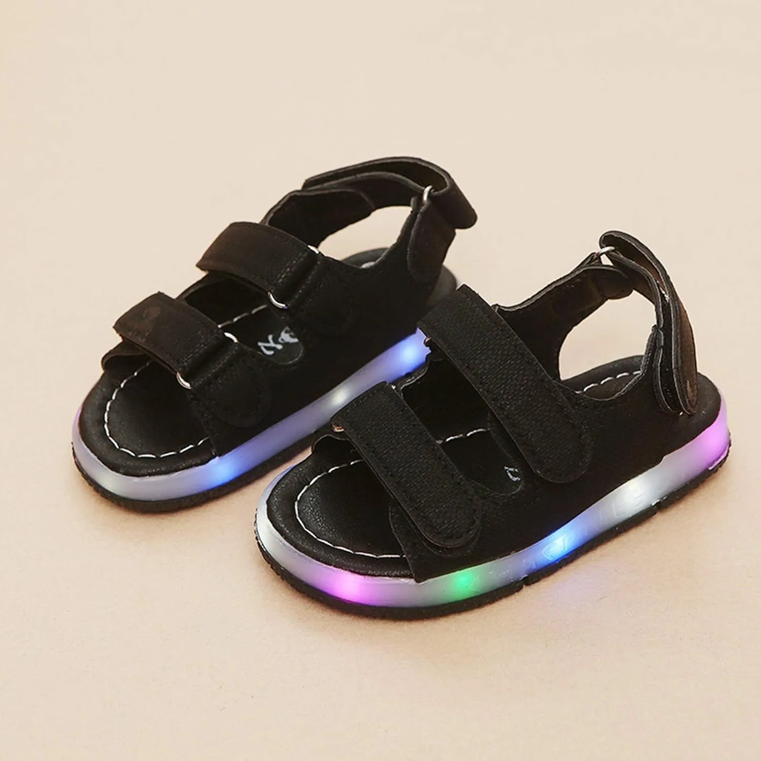 Baby Girls Boys Light Up Sports Sandals Adjustable Straps Summer Toddler Walking Shoes Open Toe Flat Outdoor