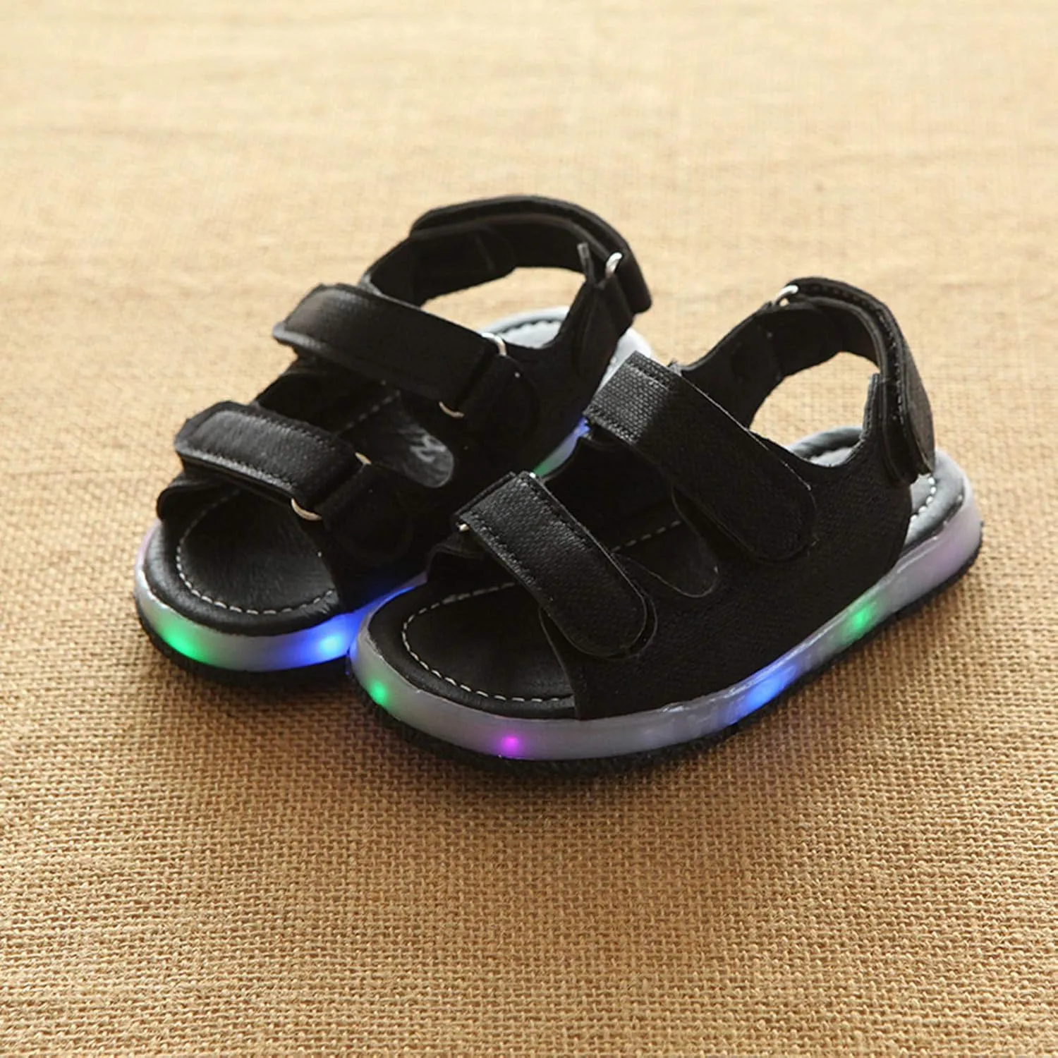 Baby Girls Boys Light Up Sports Sandals Adjustable Straps Summer Toddler Walking Shoes Open Toe Flat Outdoor