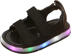 Baby Girls Boys Light Up Sports Sandals Adjustable Straps Summer Toddler Walking Shoes Open Toe Flat Outdoor
