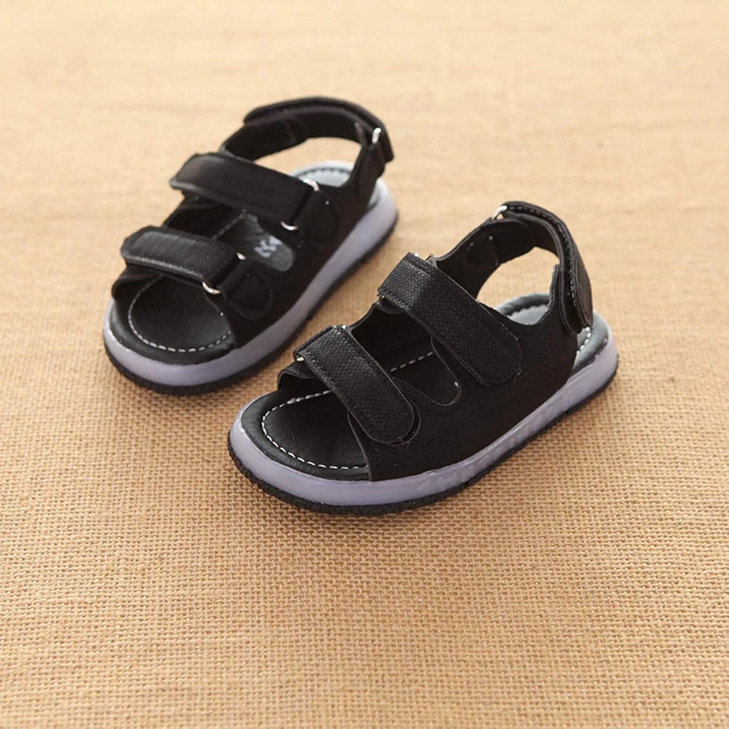 Baby Girls Boys Light Up Sports Sandals Adjustable Straps Summer Toddler Walking Shoes Open Toe Flat Outdoor