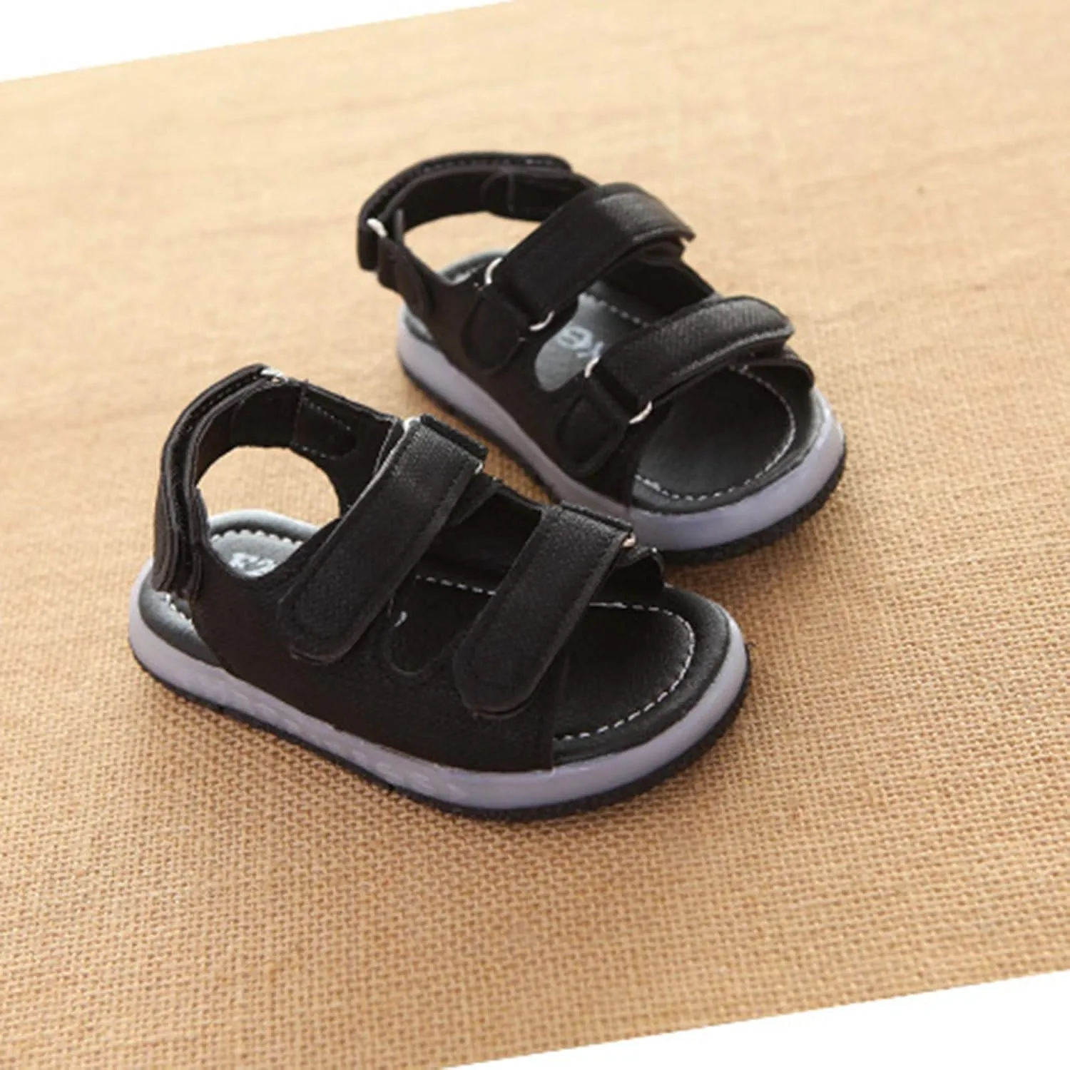 Baby Girls Boys Light Up Sports Sandals Adjustable Straps Summer Toddler Walking Shoes Open Toe Flat Outdoor