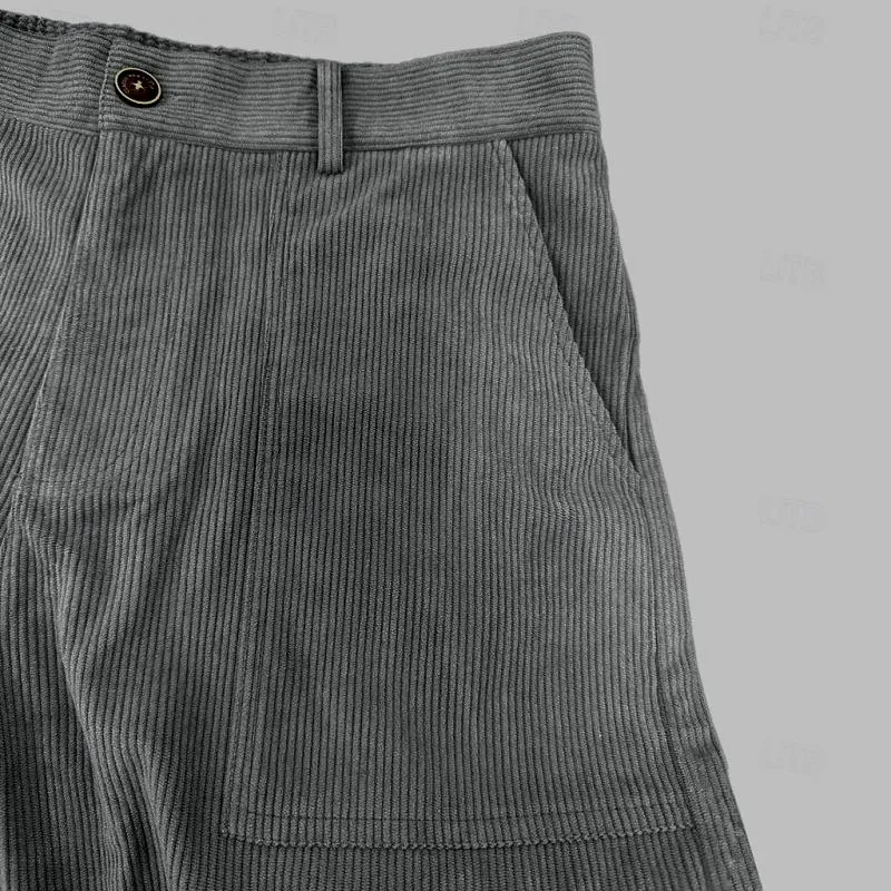 BACKWOODS | Men's Solid Color Corduroy Multi-Pocket Cargo Straight Pants