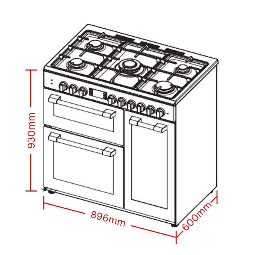 Belling BCC900DFSS 90cm CookCentre Deluxe Dual Fuel Range Cooker
