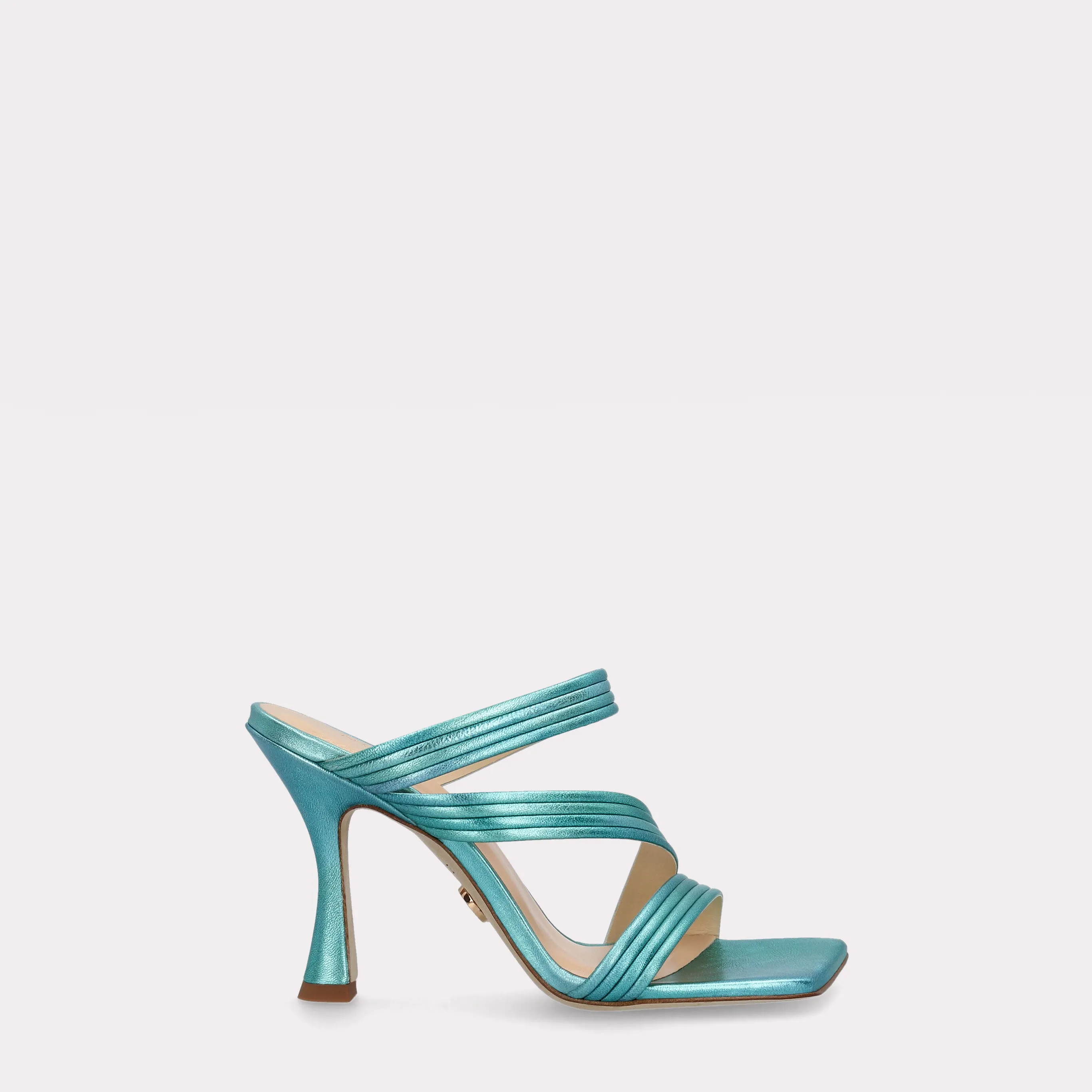 BETTY 13 METALLIC TURQUOISE LEATHER SANDALS