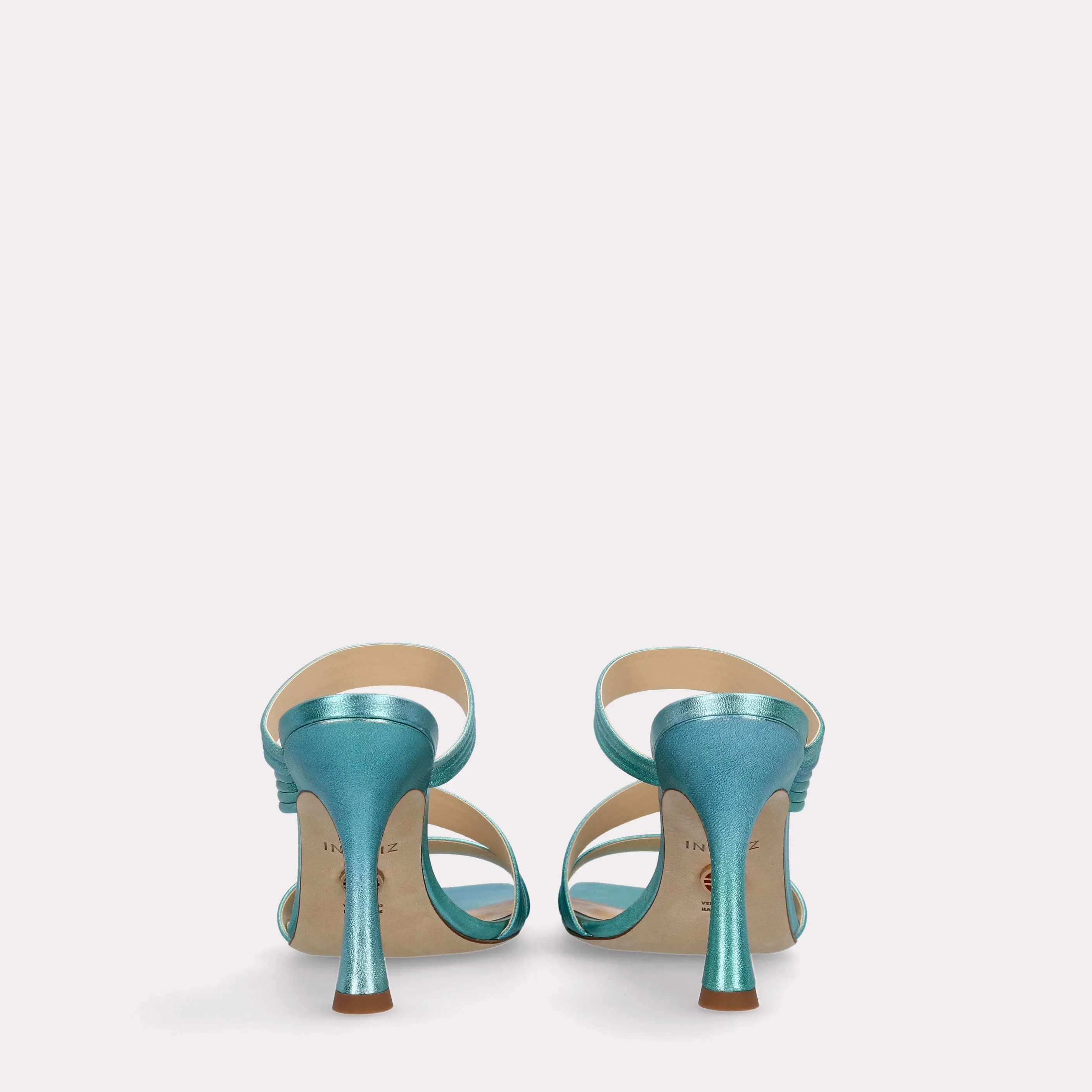 BETTY 13 METALLIC TURQUOISE LEATHER SANDALS