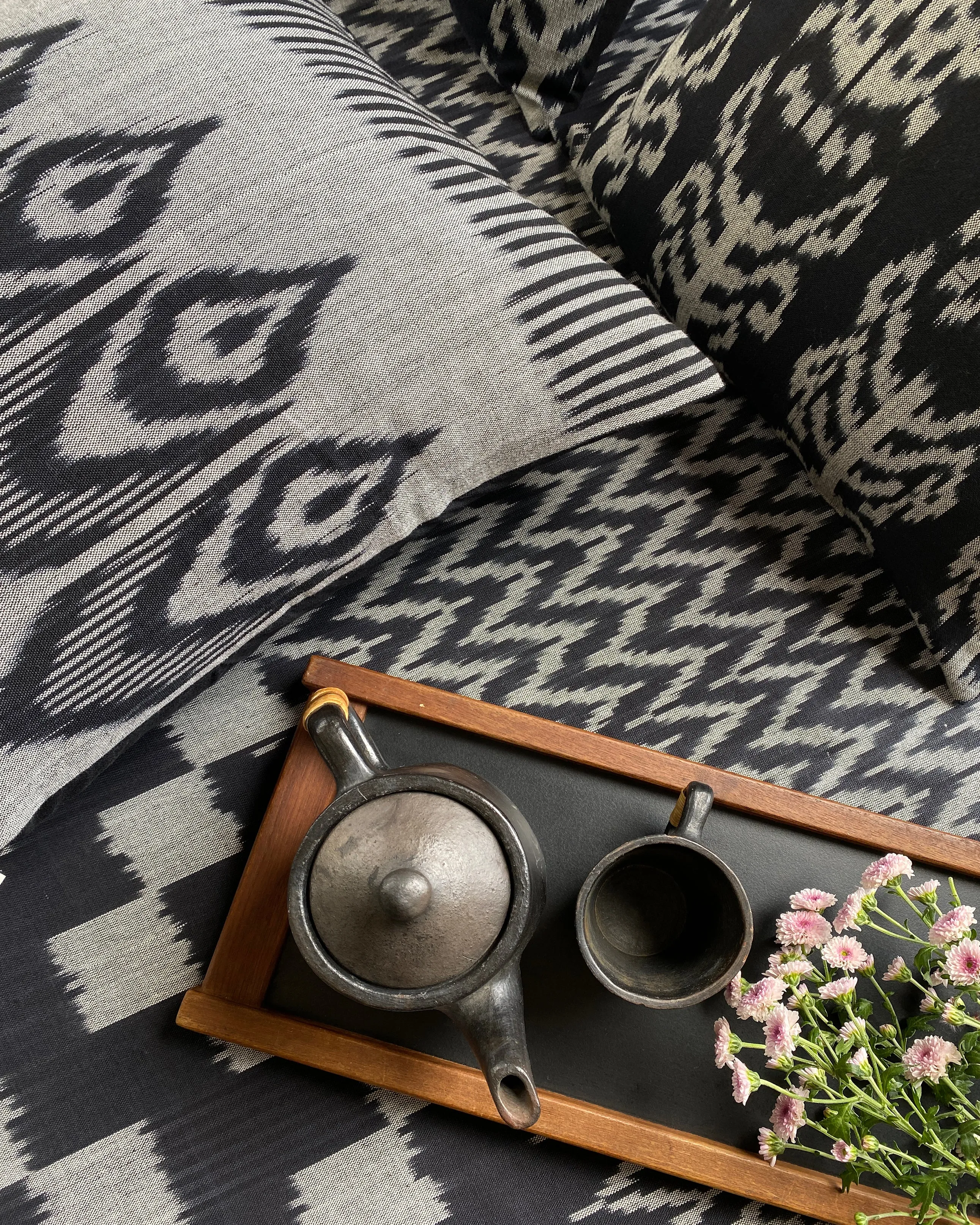 Black Tulip Cushion Cover