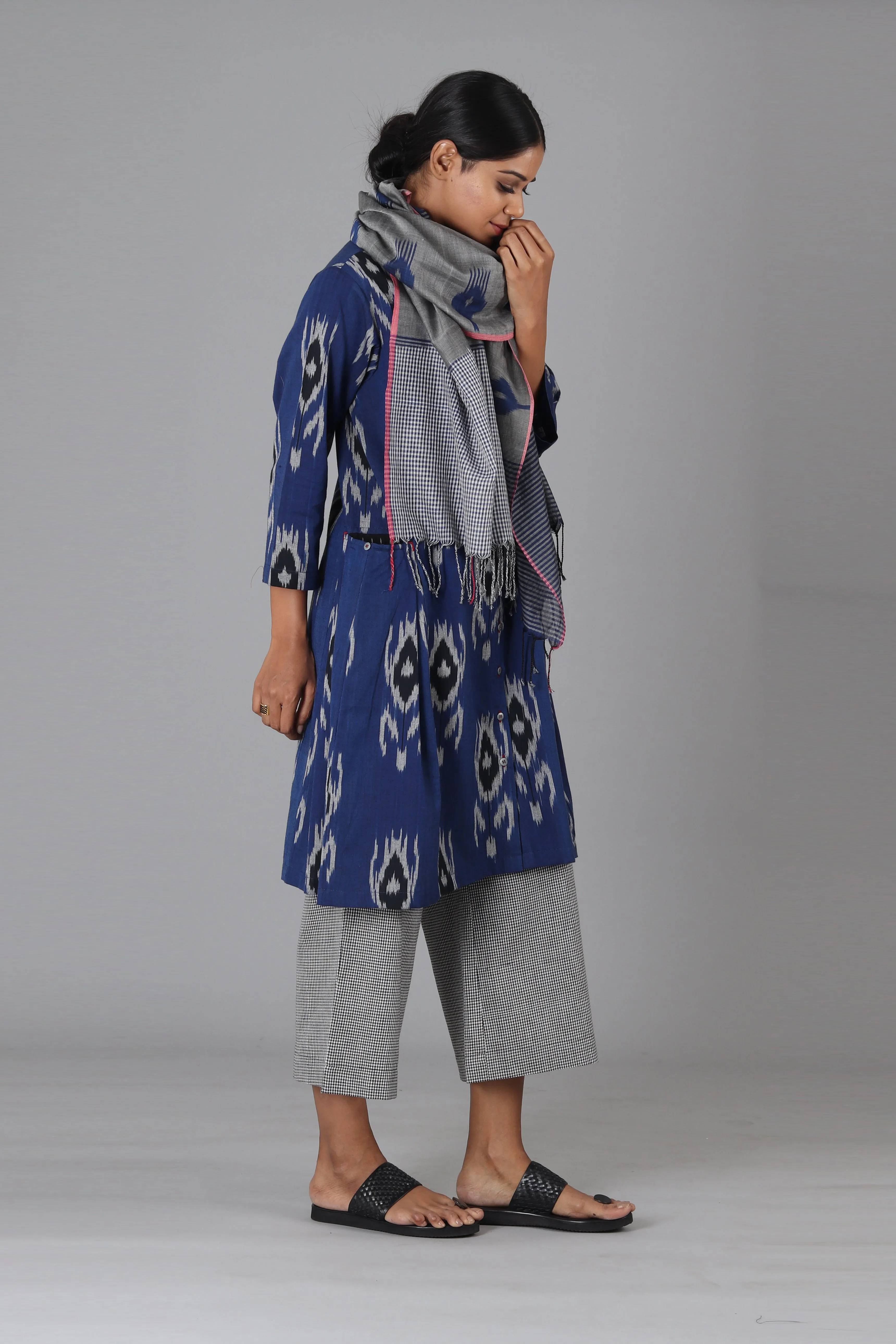 Blue Black Tulip Short Kurta