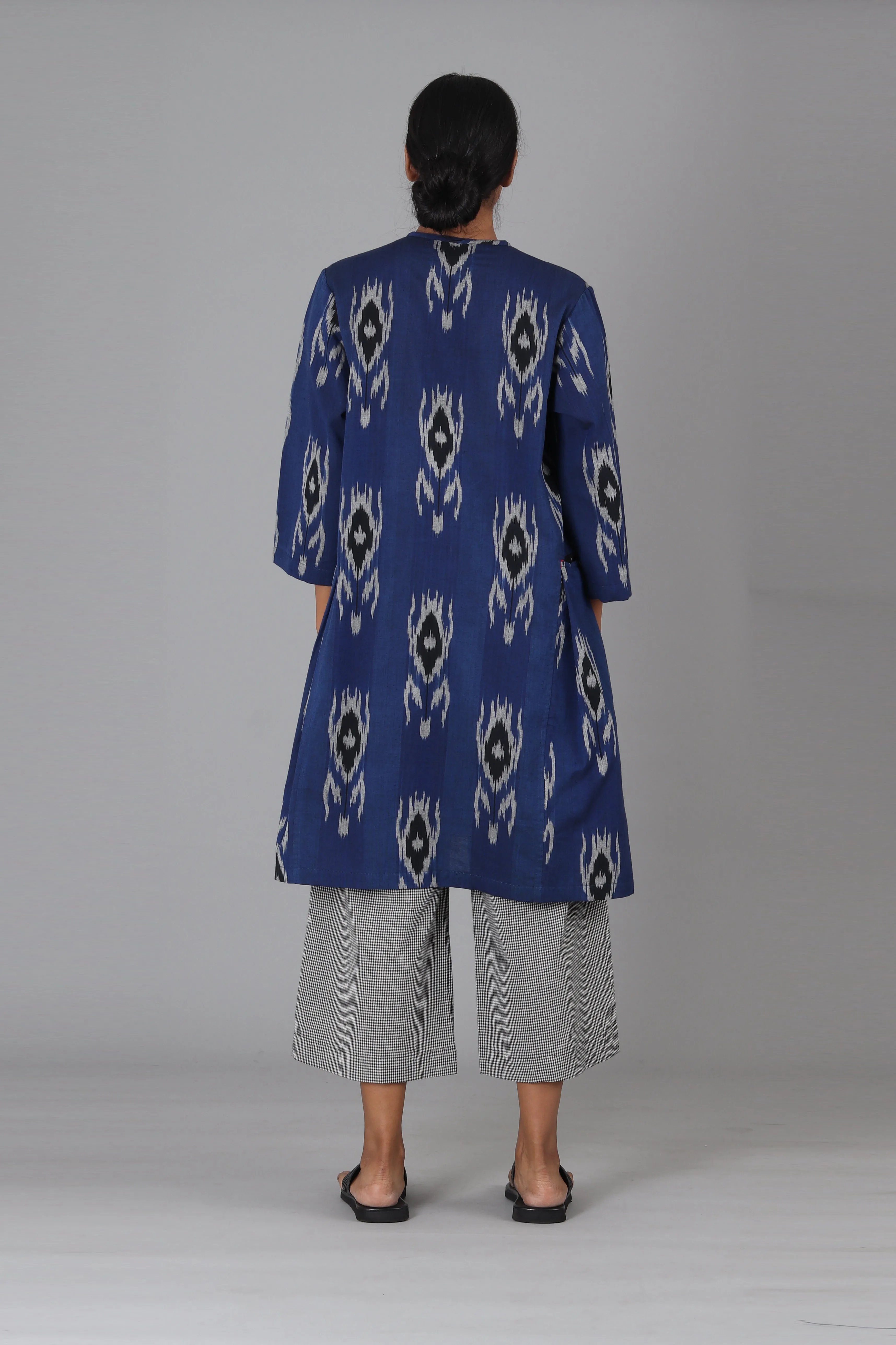 Blue Black Tulip Short Kurta