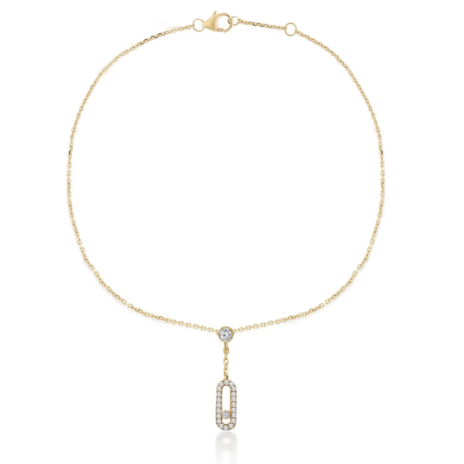 Brass 18k Rose Gold Crystal Studded Motif Chain Anklet For Women