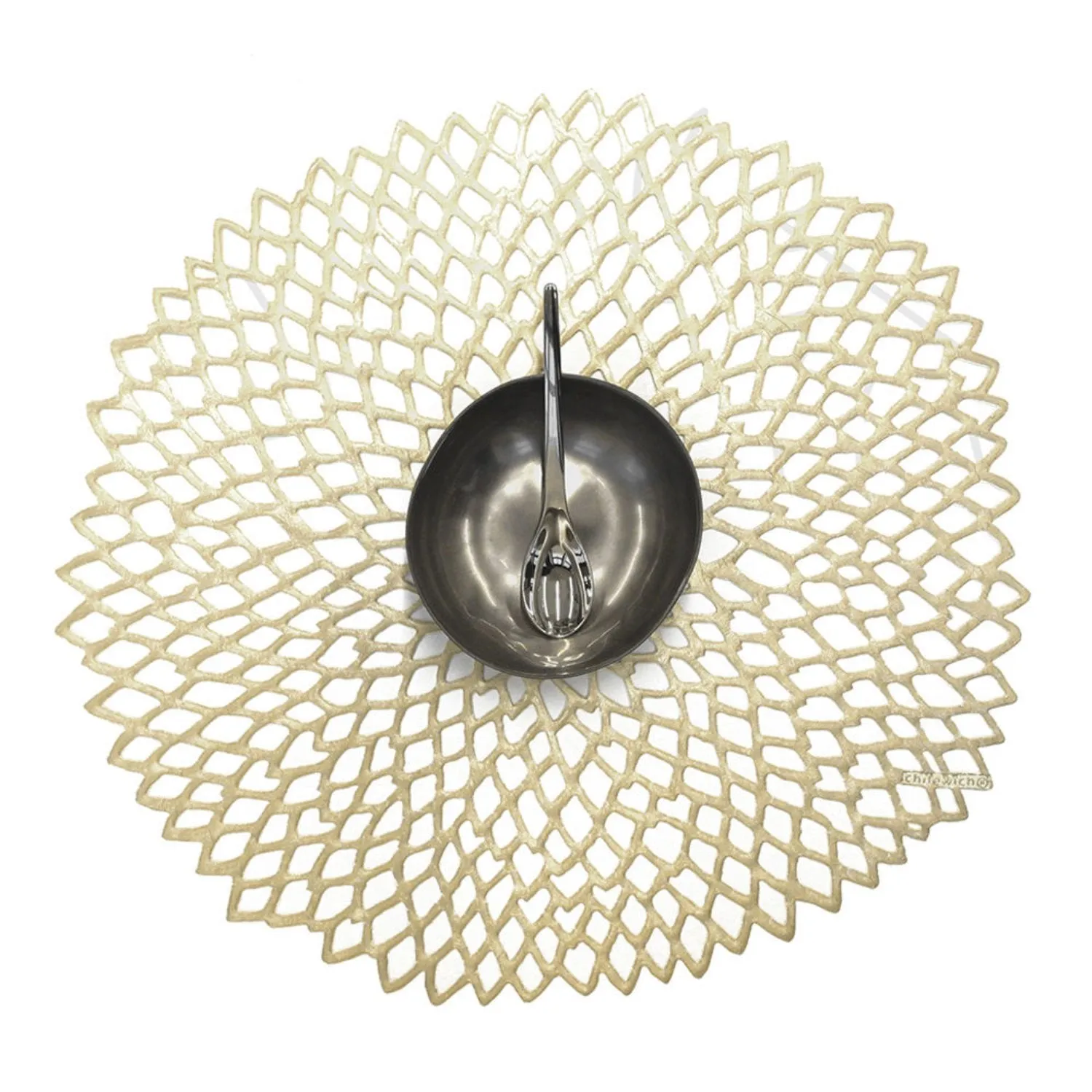 chilewich | placemat round | dahlia champagne
