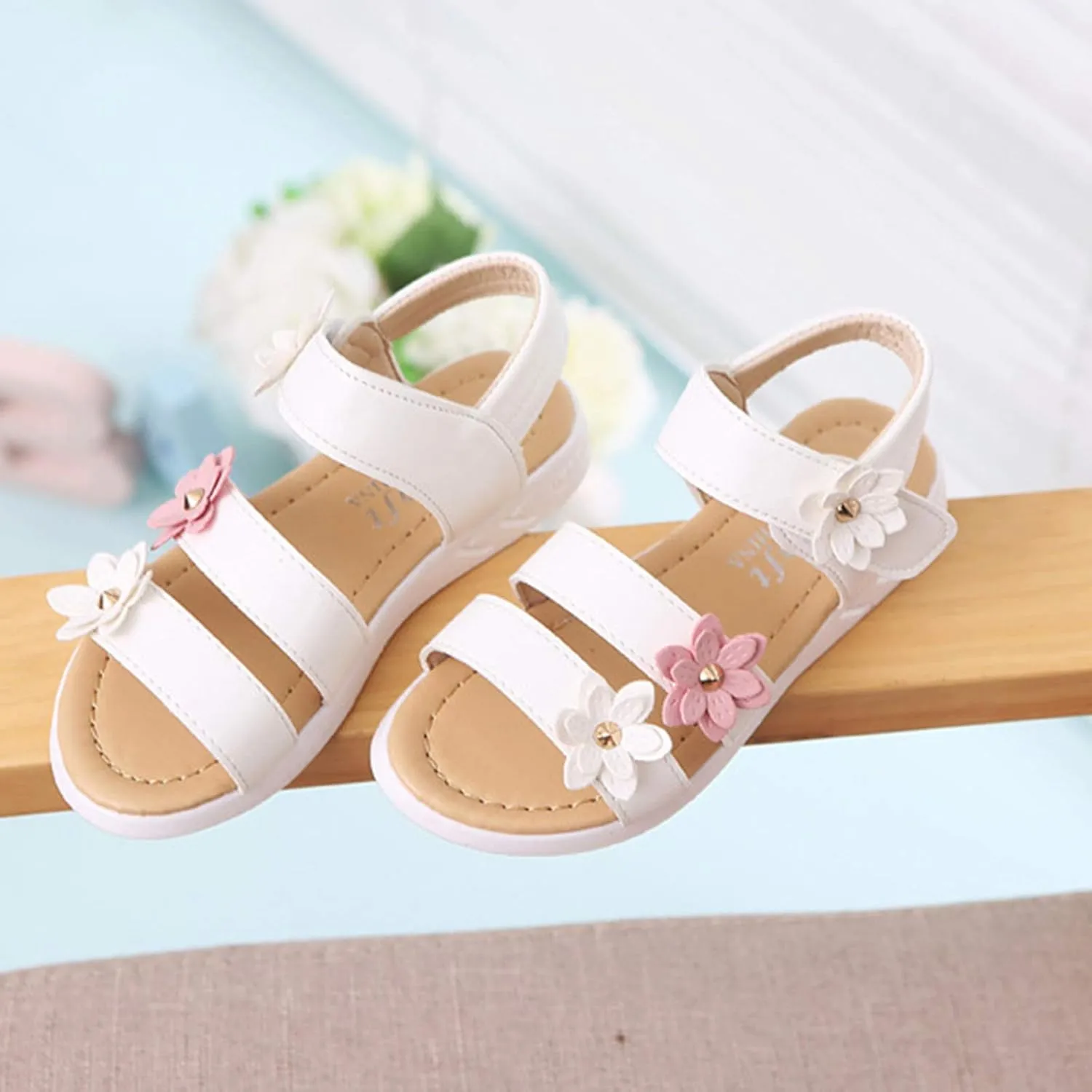 Cross Sandals for Toddler Cross Girls Shoes Non-Slip Sandals Kids Rubber Baby Sandals Flower Baby Shoes