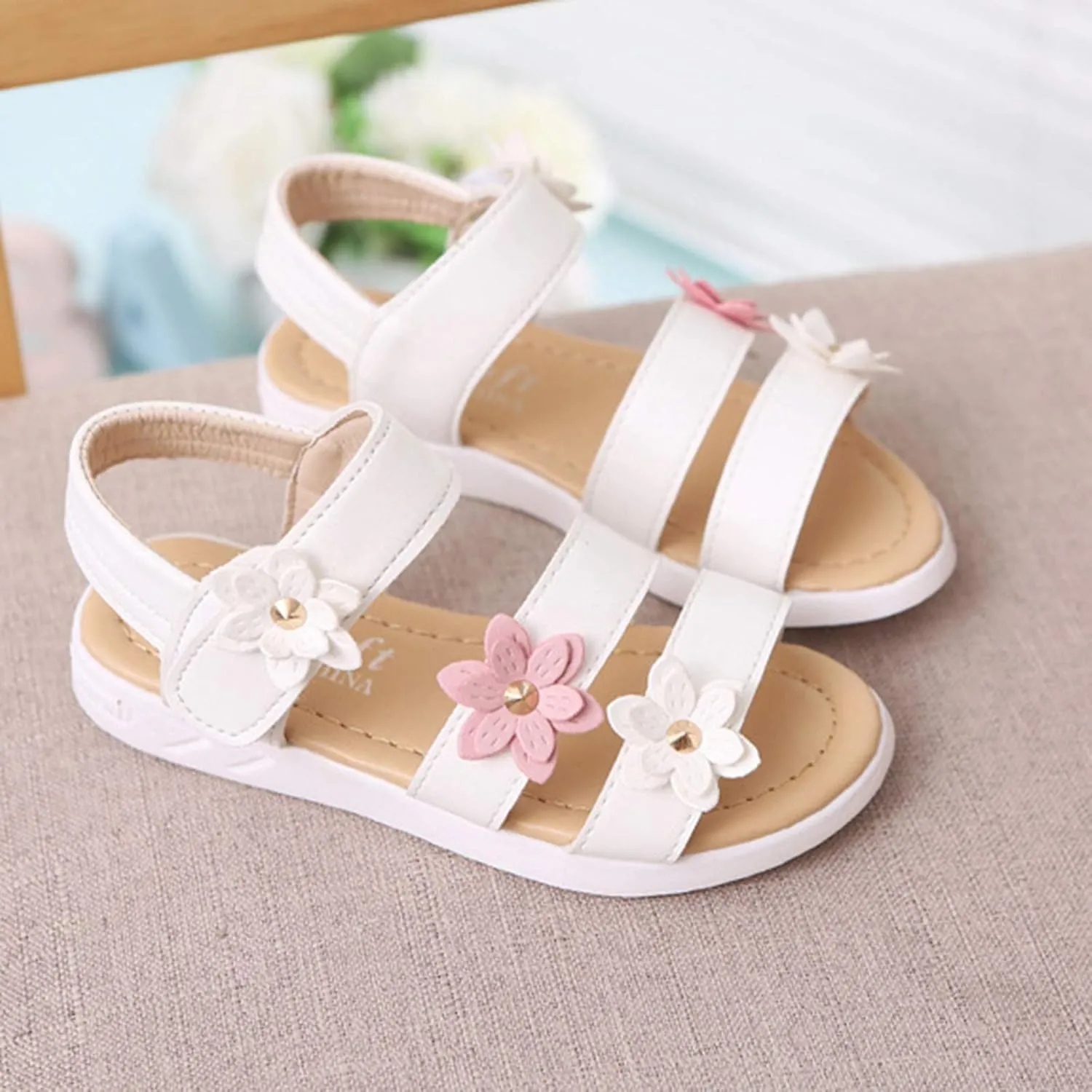 Cross Sandals for Toddler Cross Girls Shoes Non-Slip Sandals Kids Rubber Baby Sandals Flower Baby Shoes
