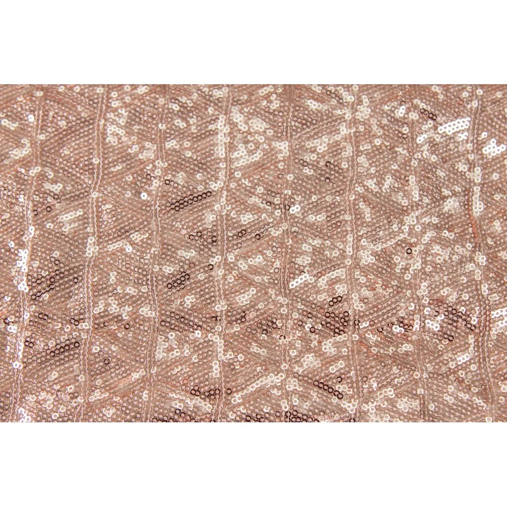 Diamond Glitz Sequin Rectangular Tablecloth 90"x132" - Blush/Rose Gold