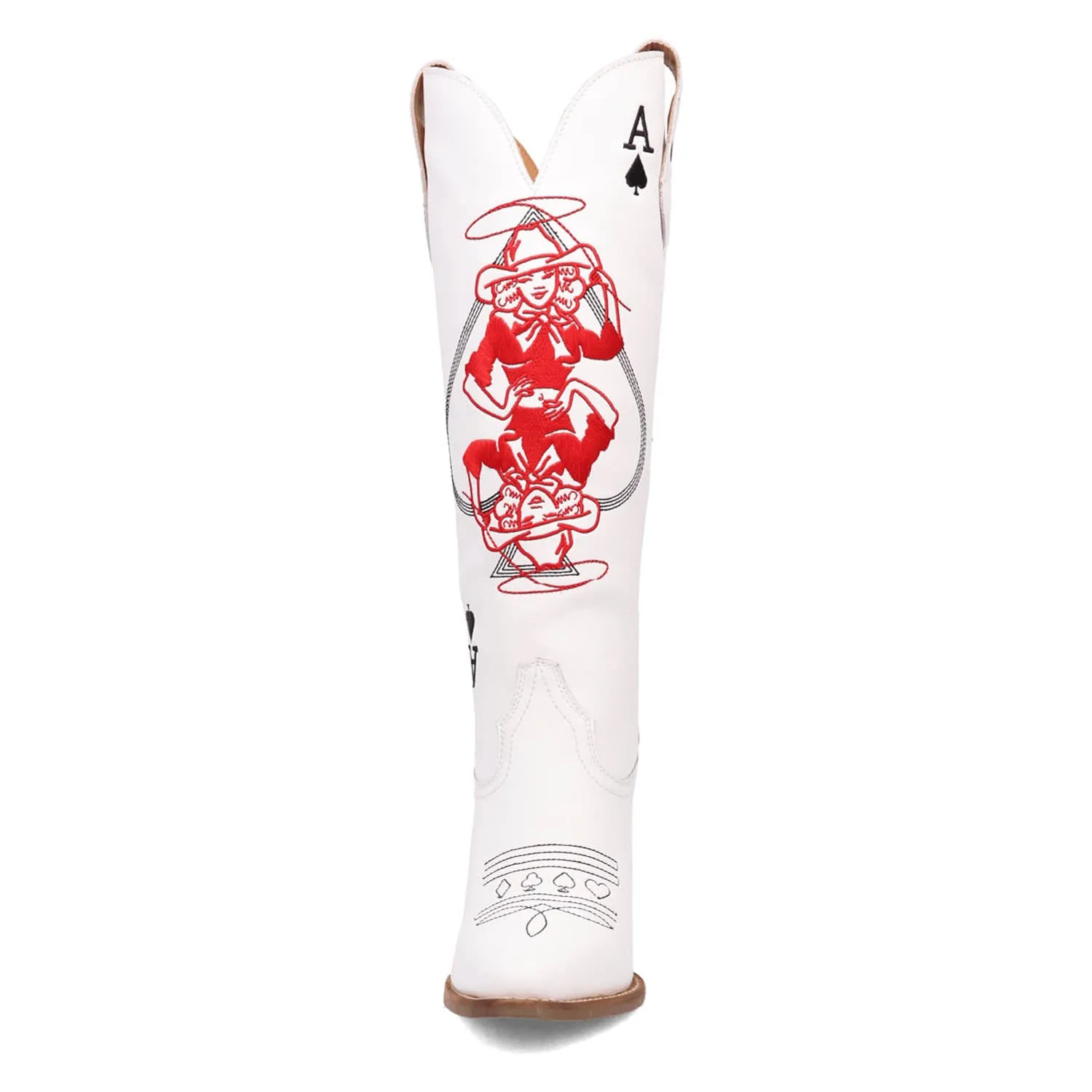 Dingo Womens Ace Of Spades White Leather Cowboy Boots