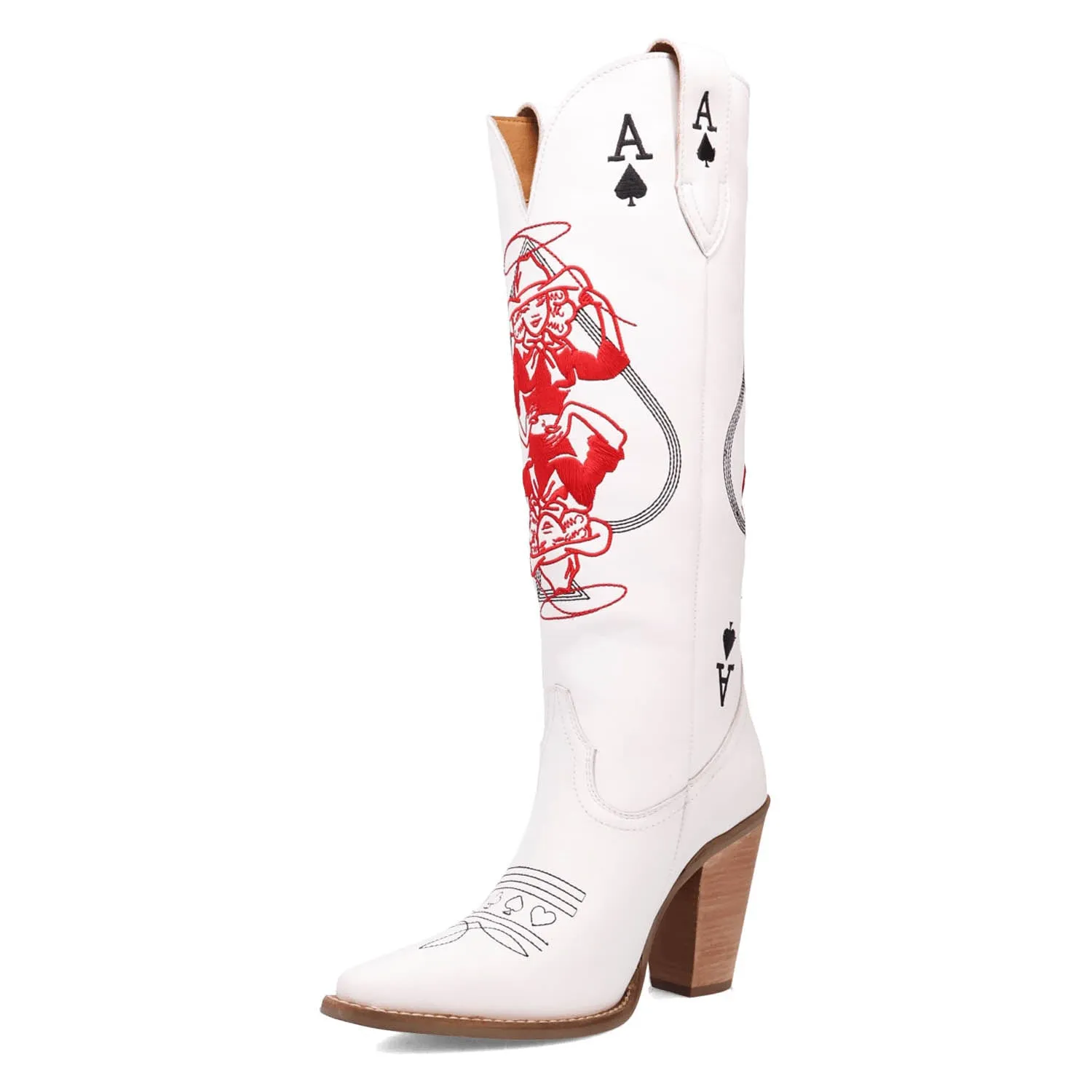Dingo Womens Ace Of Spades White Leather Cowboy Boots