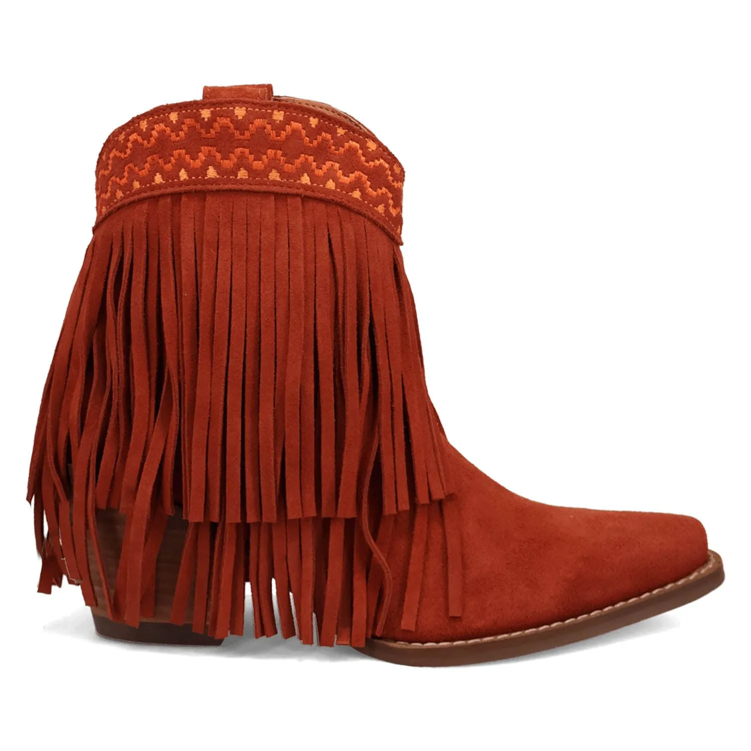 Dingo Womens Tapadero Bootie Rust Suede Cowboy Boots