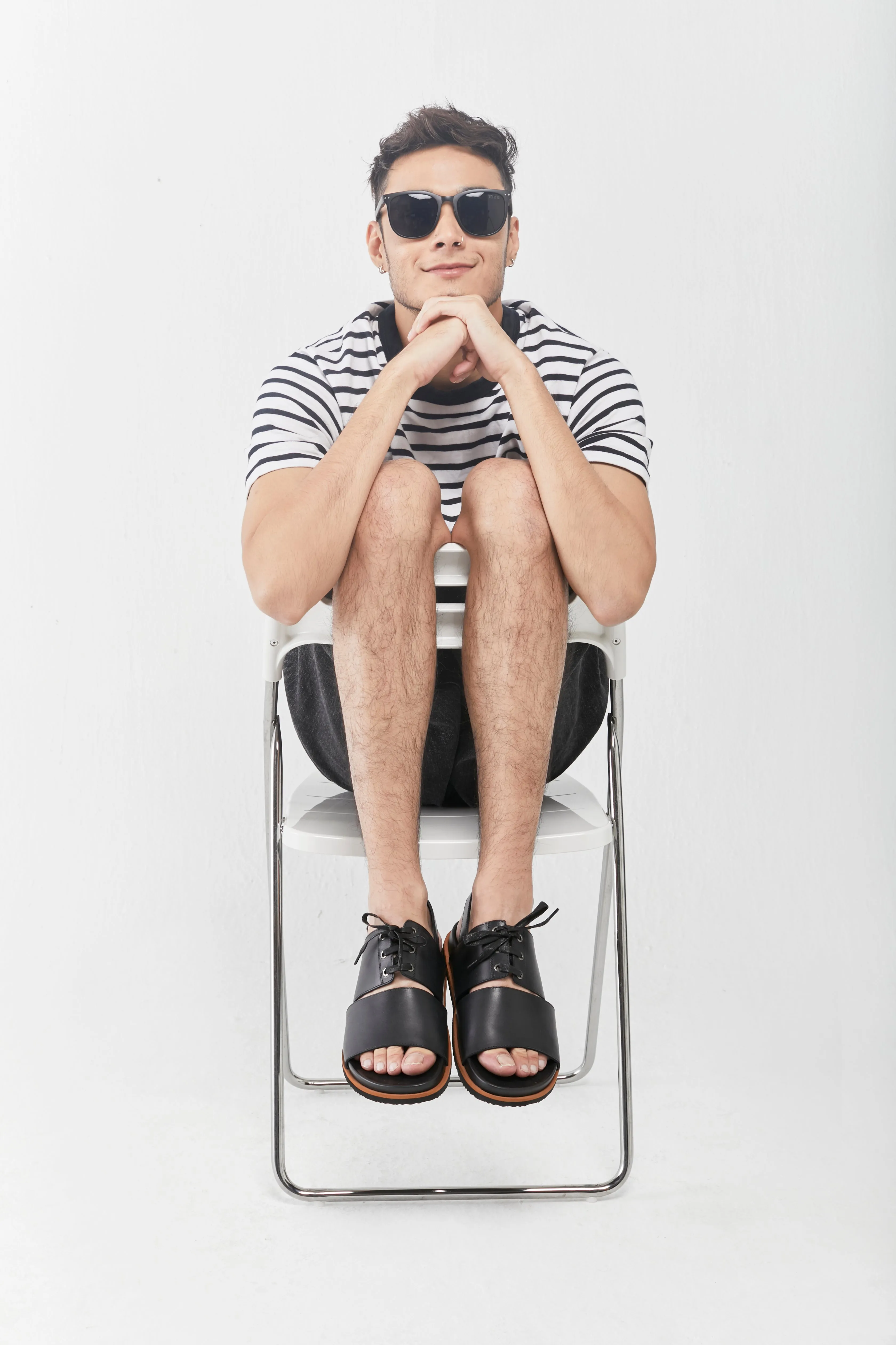 ENGELBERT LACE UP LEATHER SANDAL BLACK