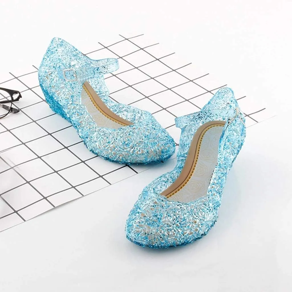 EnJoCho Princess Girls Sandals Dress Shoes for 3-12Years Toddler Kids Dance Party Cosplay Party Single Princess Shoes (Blue-03#B, 12Years)