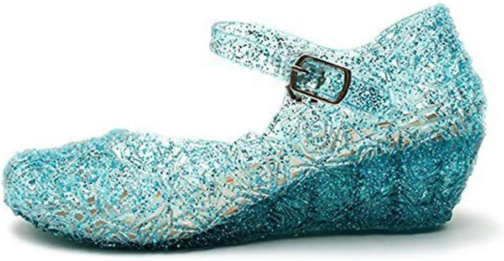 EnJoCho Princess Girls Sandals Dress Shoes for 3-12Years Toddler Kids Dance Party Cosplay Party Single Princess Shoes (Blue-03#B, 12Years)