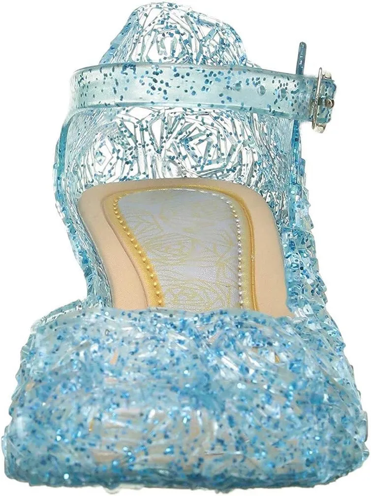 EnJoCho Princess Girls Sandals Dress Shoes for 3-12Years Toddler Kids Dance Party Cosplay Party Single Princess Shoes (Blue-03#B, 12Years)