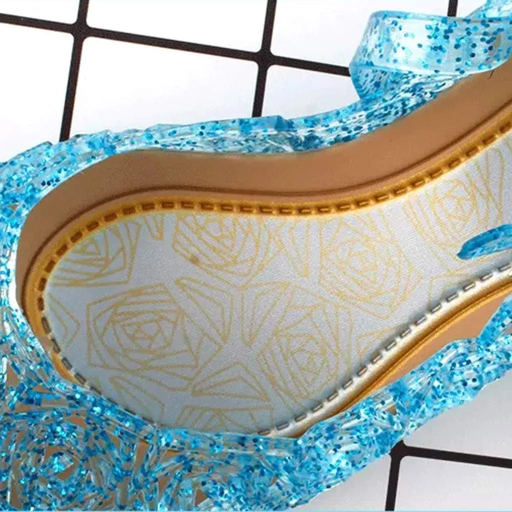 EnJoCho Princess Girls Sandals Dress Shoes for 3-12Years Toddler Kids Dance Party Cosplay Party Single Princess Shoes (Blue-03#B, 12Years)