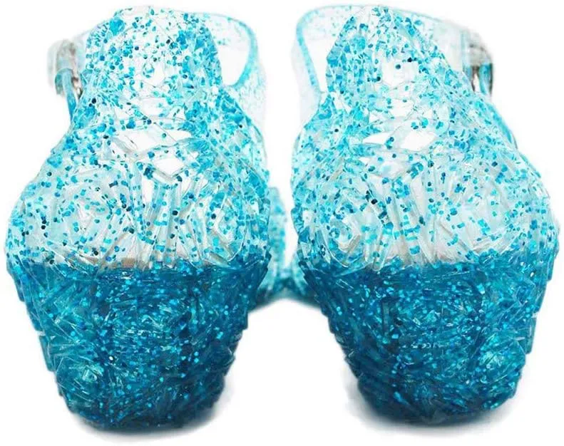 EnJoCho Princess Girls Sandals Dress Shoes for 3-12Years Toddler Kids Dance Party Cosplay Party Single Princess Shoes (Blue-03#B, 12Years)
