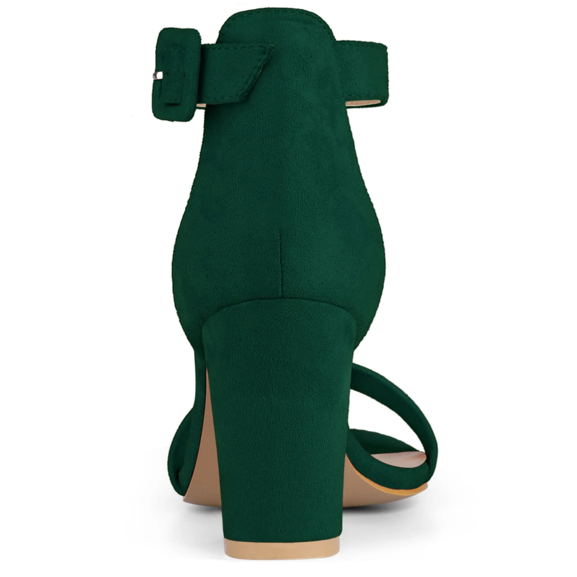 Faux Suede High Chunky Heel Buckle Ankle Strap Sandals