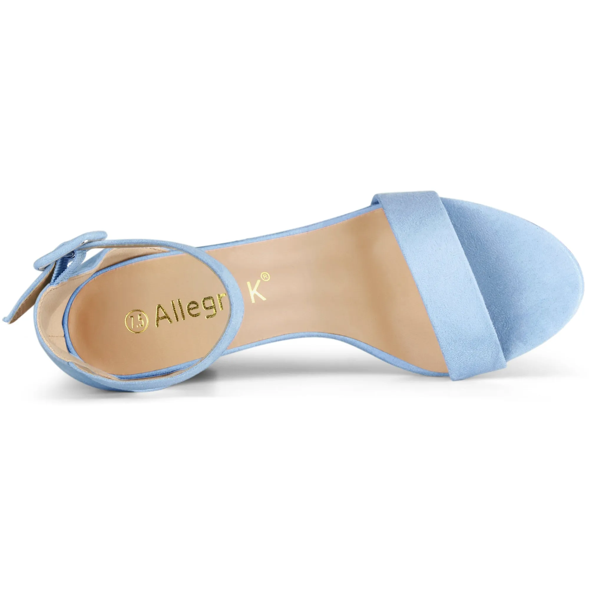 Faux Suede High Chunky Heel Buckle Ankle Strap Sandals