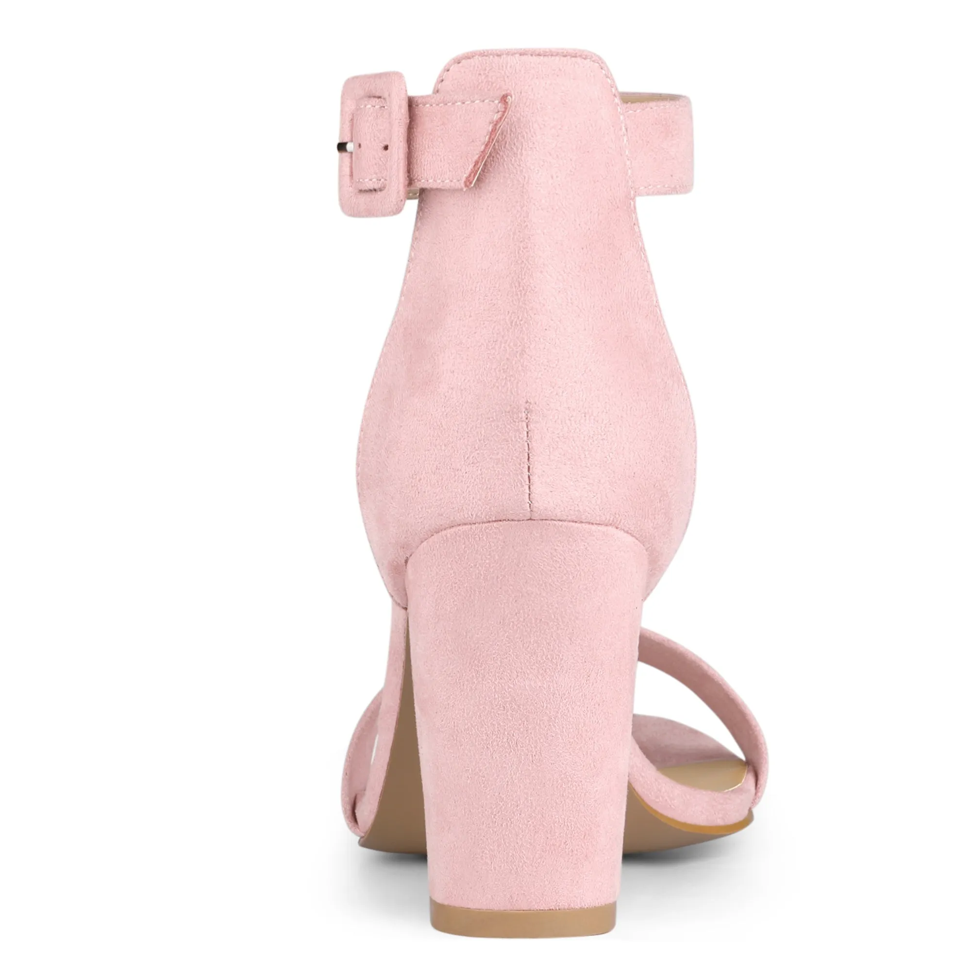 Faux Suede High Chunky Heel Buckle Ankle Strap Sandals