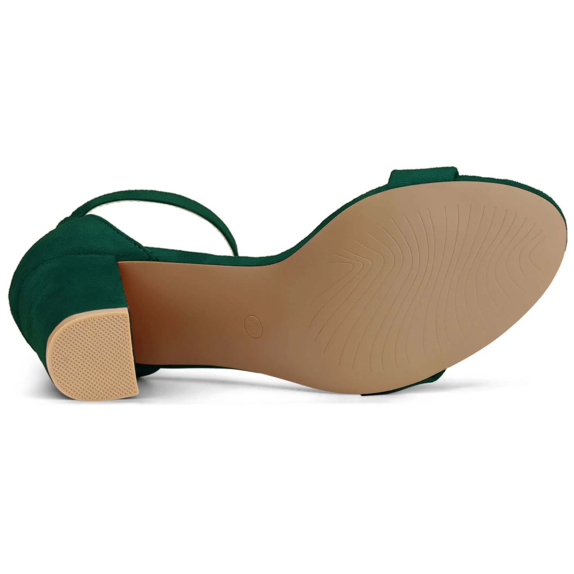 Faux Suede High Chunky Heel Buckle Ankle Strap Sandals