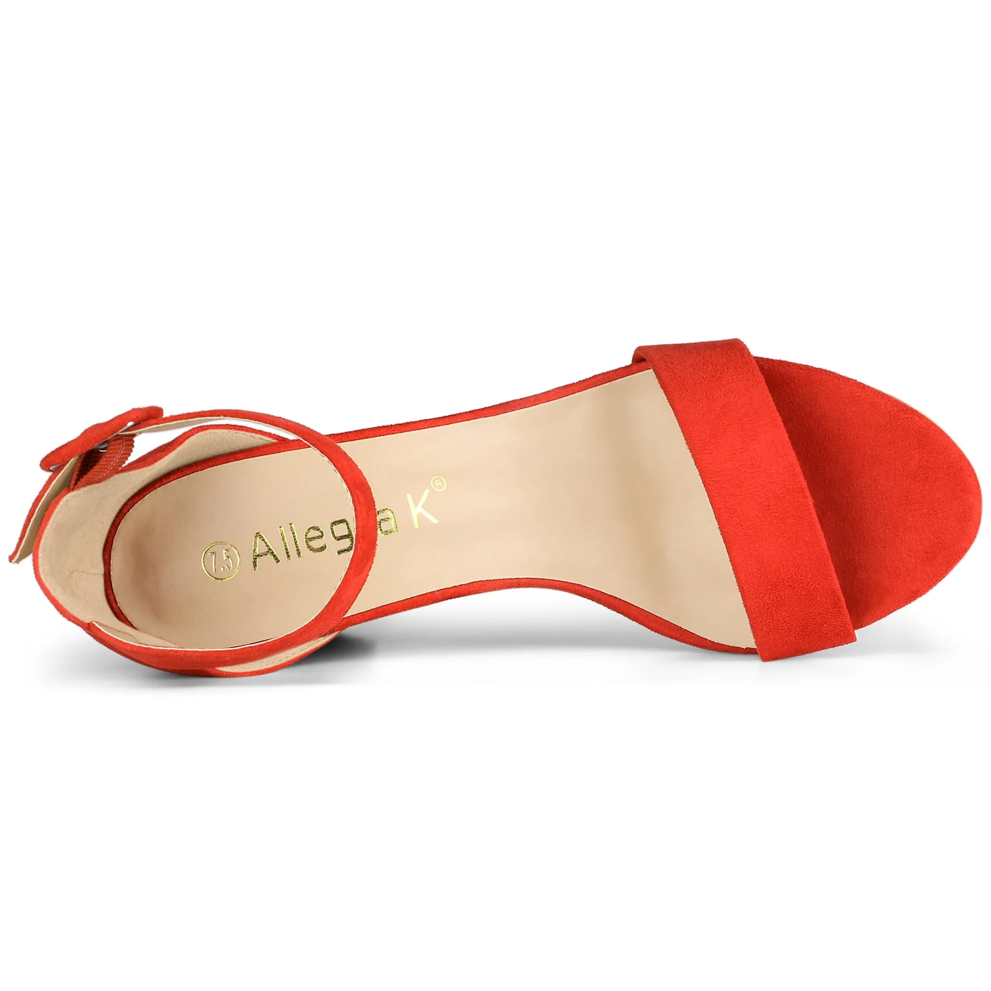Faux Suede High Chunky Heel Buckle Ankle Strap Sandals