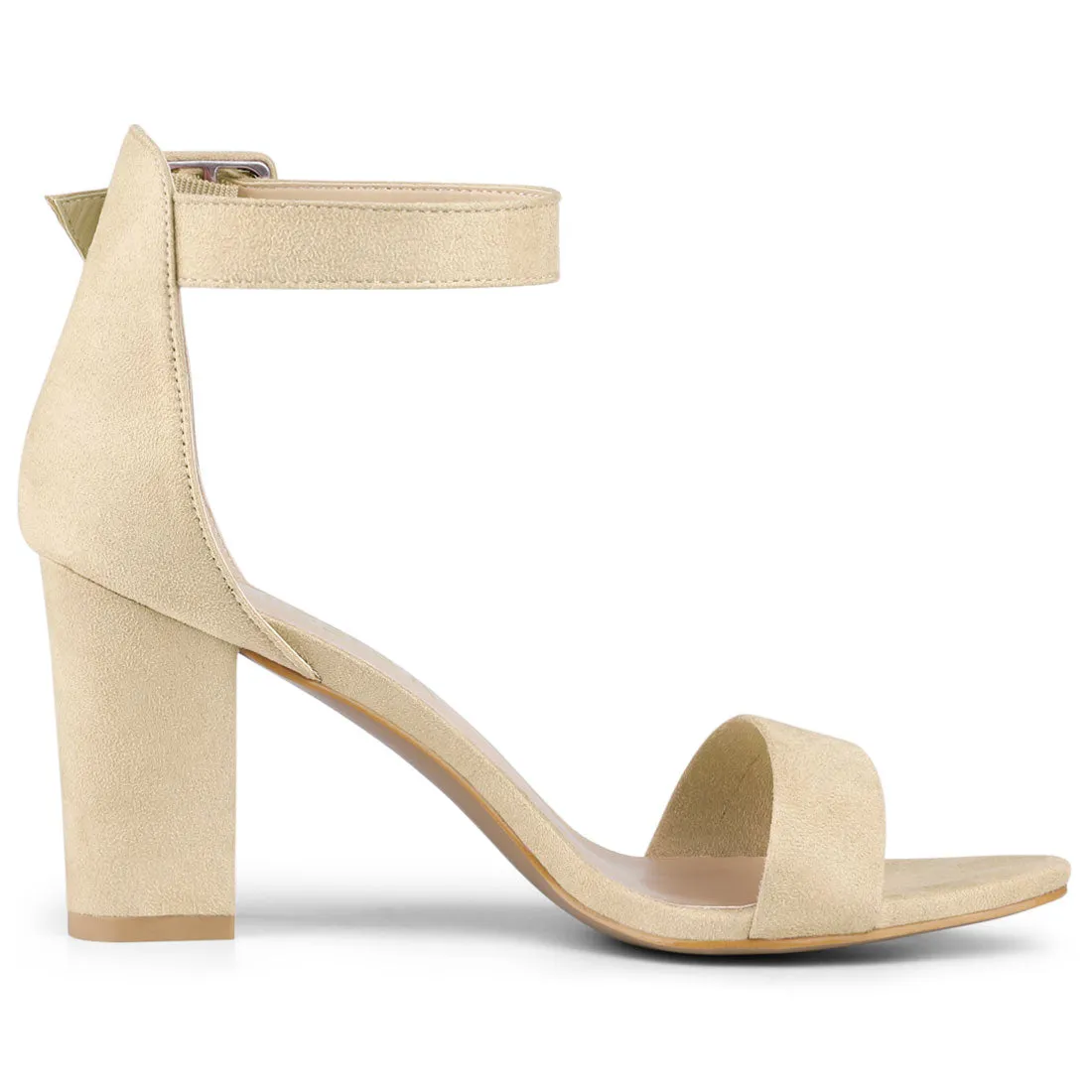 Faux Suede High Chunky Heel Buckle Ankle Strap Sandals