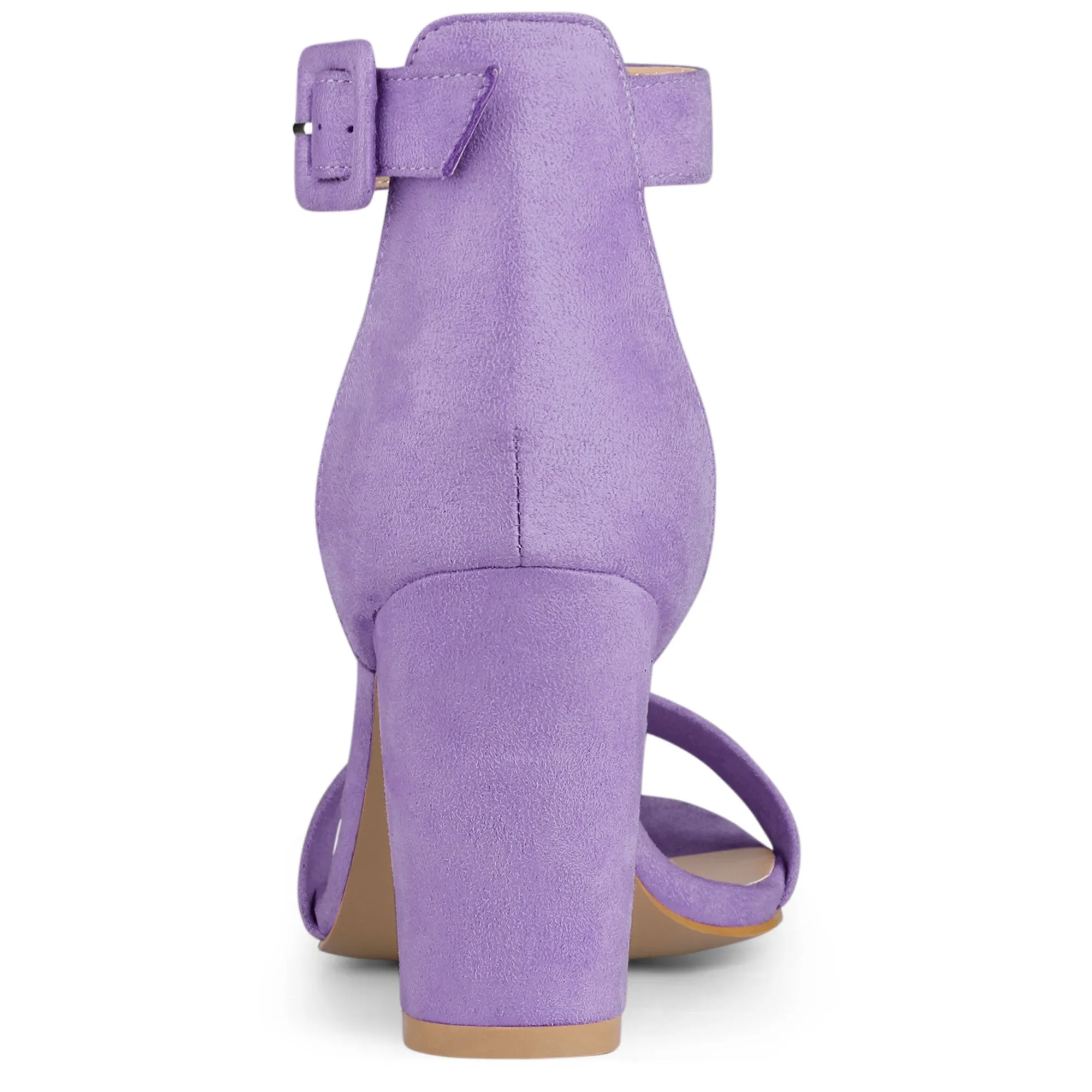 Faux Suede High Chunky Heel Buckle Ankle Strap Sandals