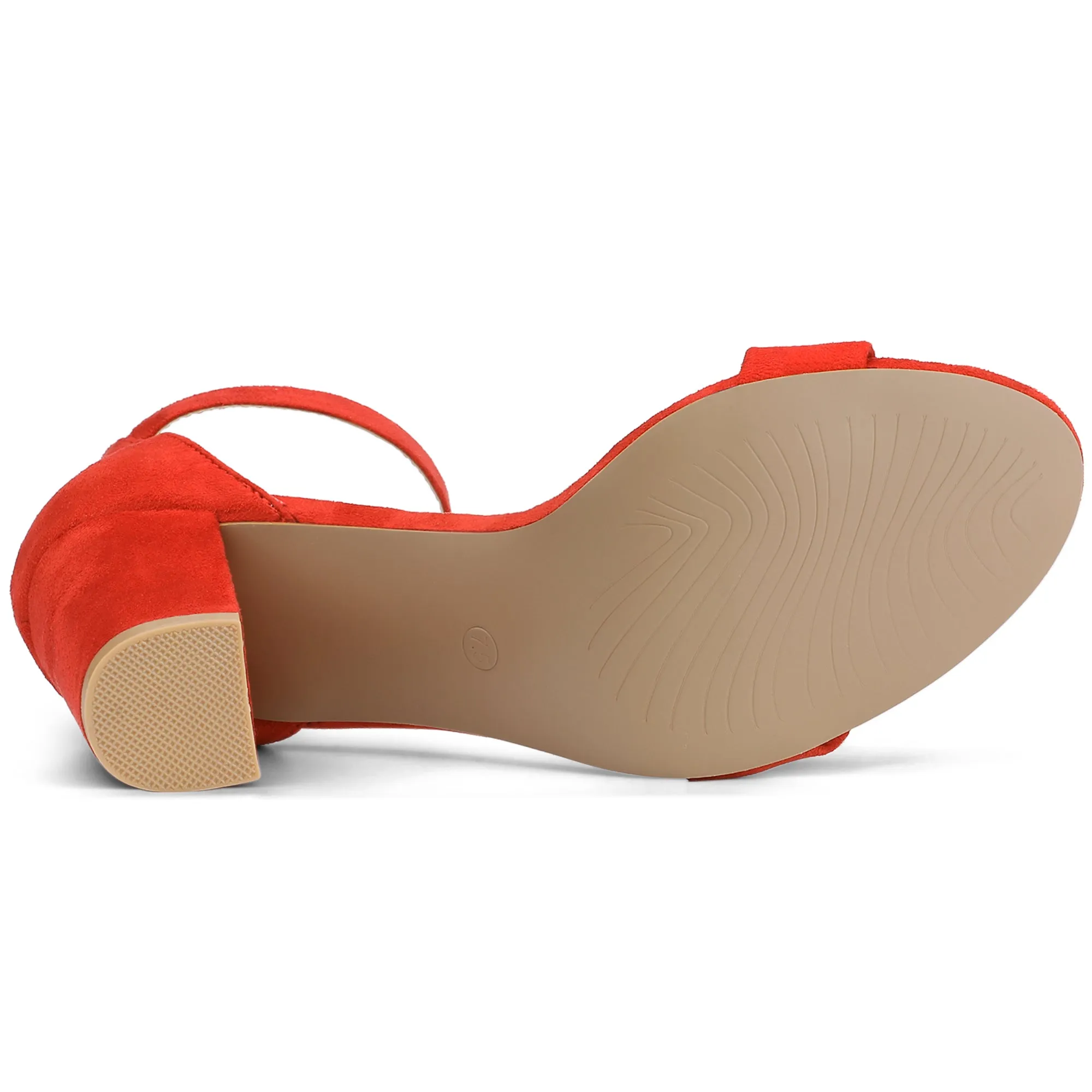 Faux Suede High Chunky Heel Buckle Ankle Strap Sandals