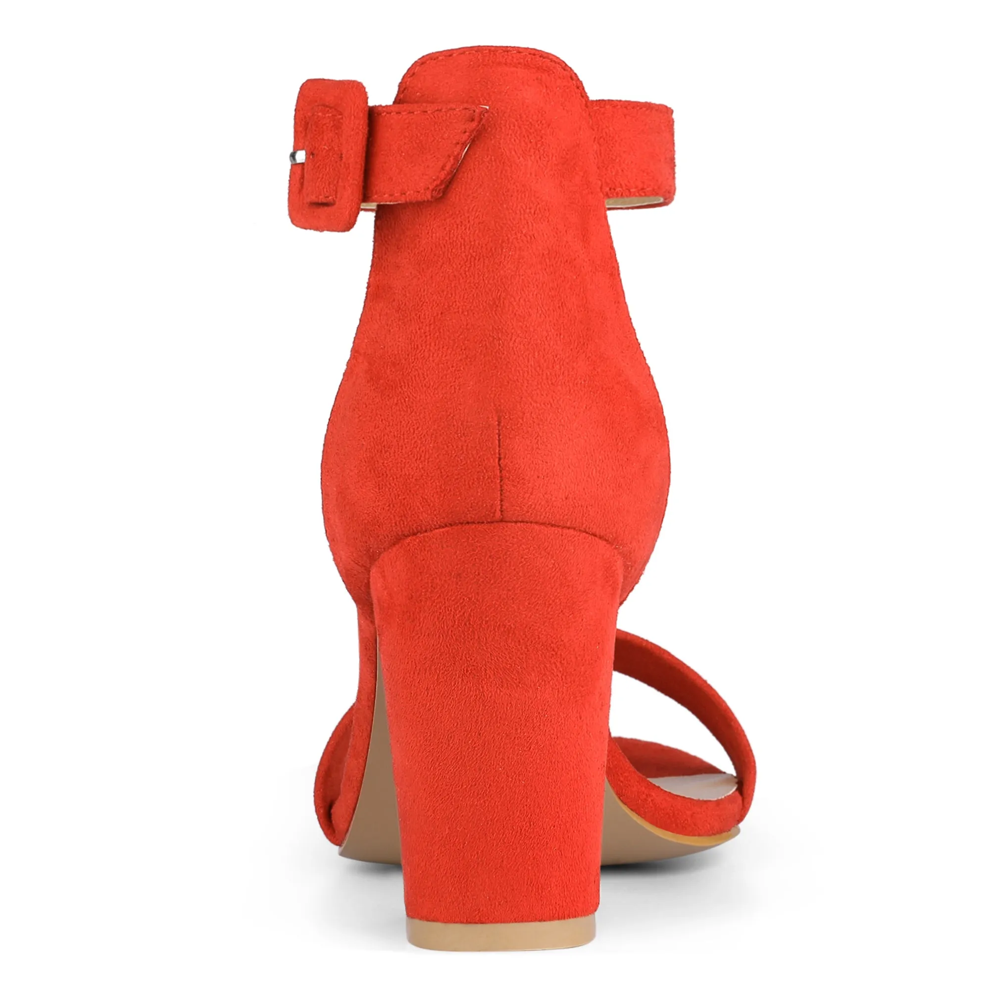 Faux Suede High Chunky Heel Buckle Ankle Strap Sandals